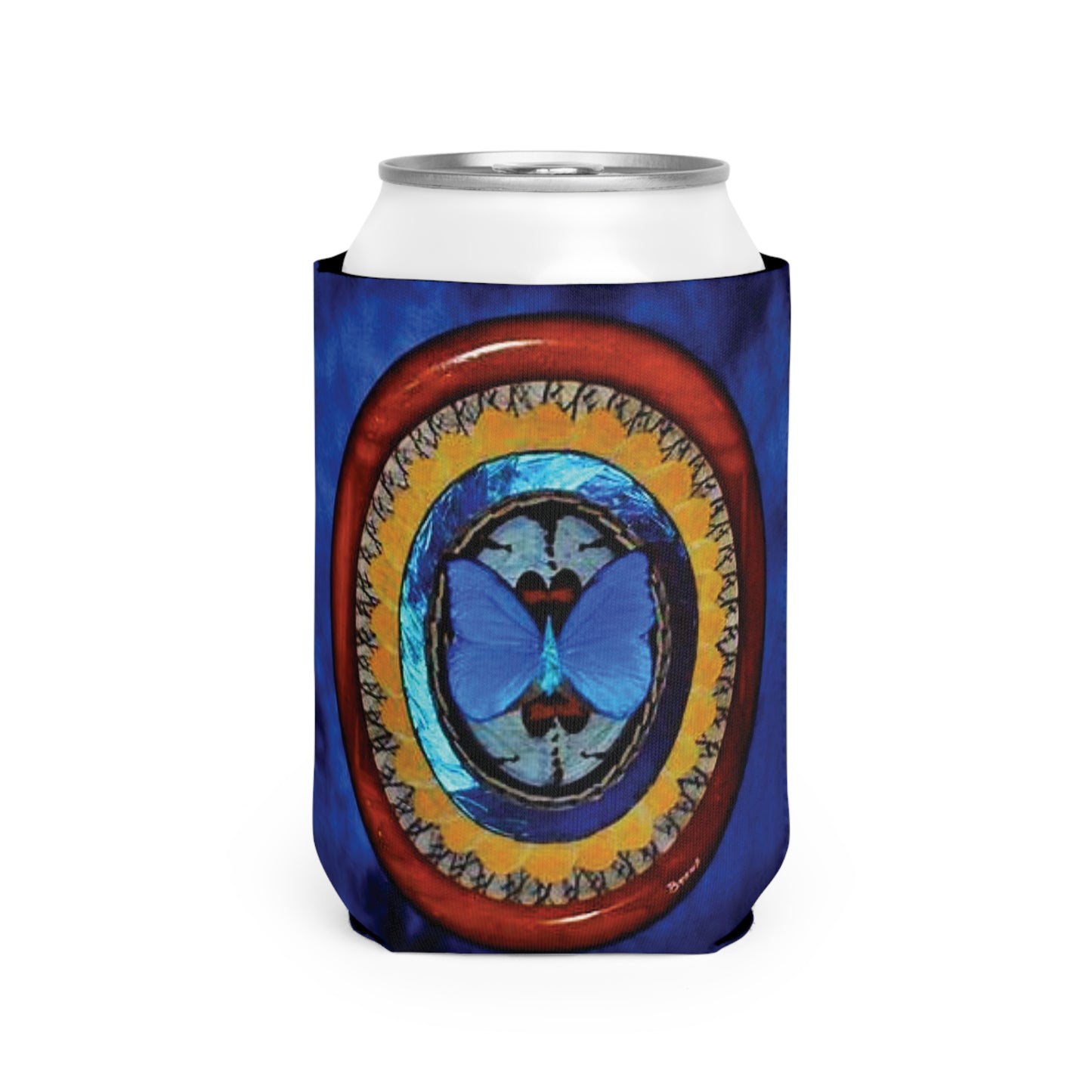 Oval Real Butterfly Wing Art Can Cooler Sleeve - Perfect for Outdoor Picnics