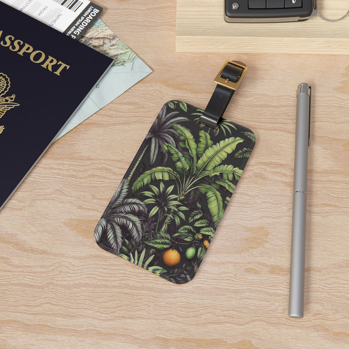 Luggage Tag - Tropical Fruit, Black
