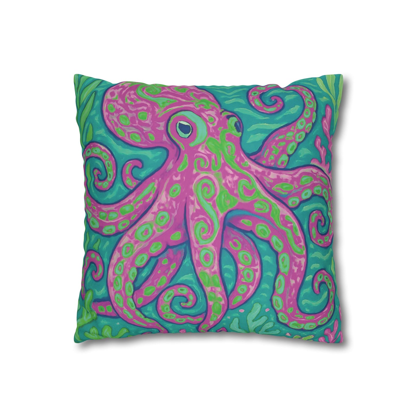 Faux Suede Square Pillowcase - Purple Kraken Joe