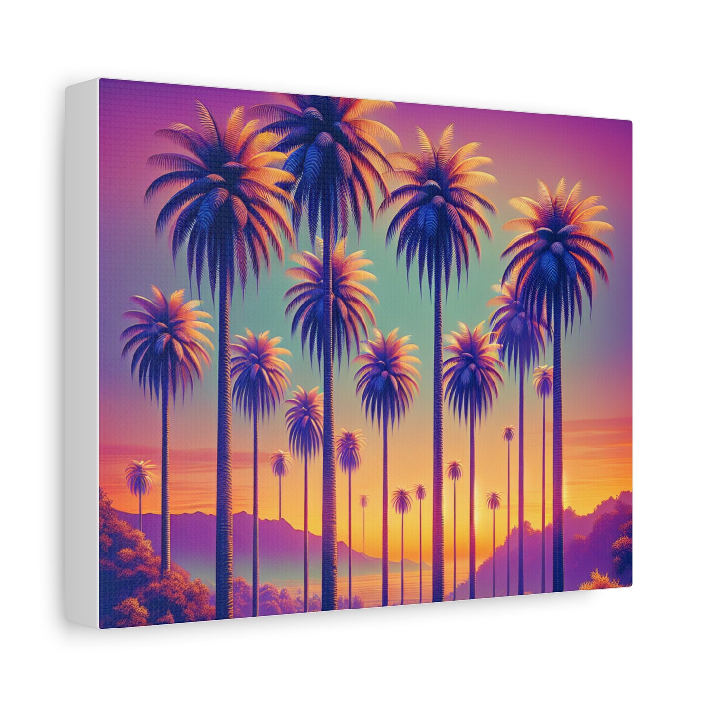 Matte Canvas, Stretched, Various Sizes / Sunset Palms