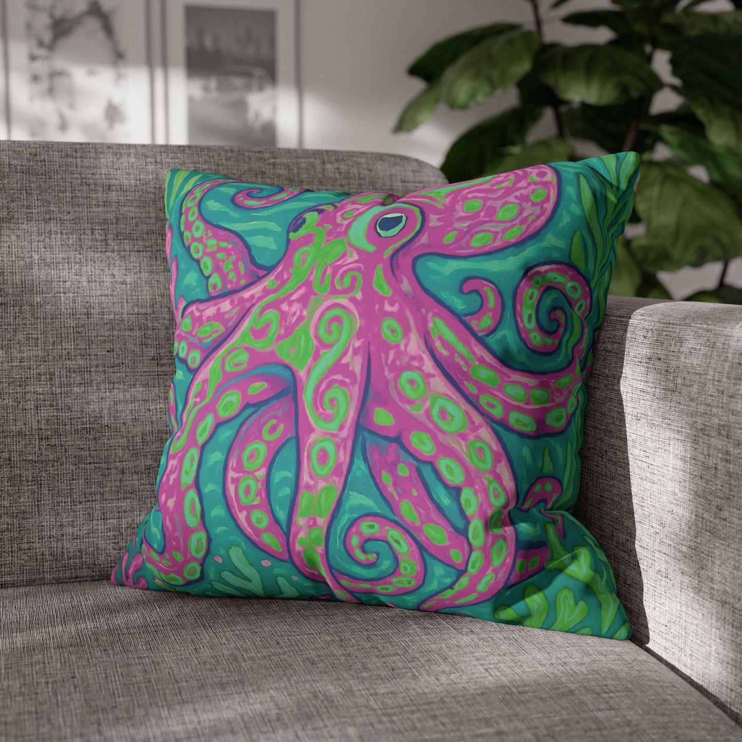 Faux Suede Square Pillowcase - Purple Kraken Joe
