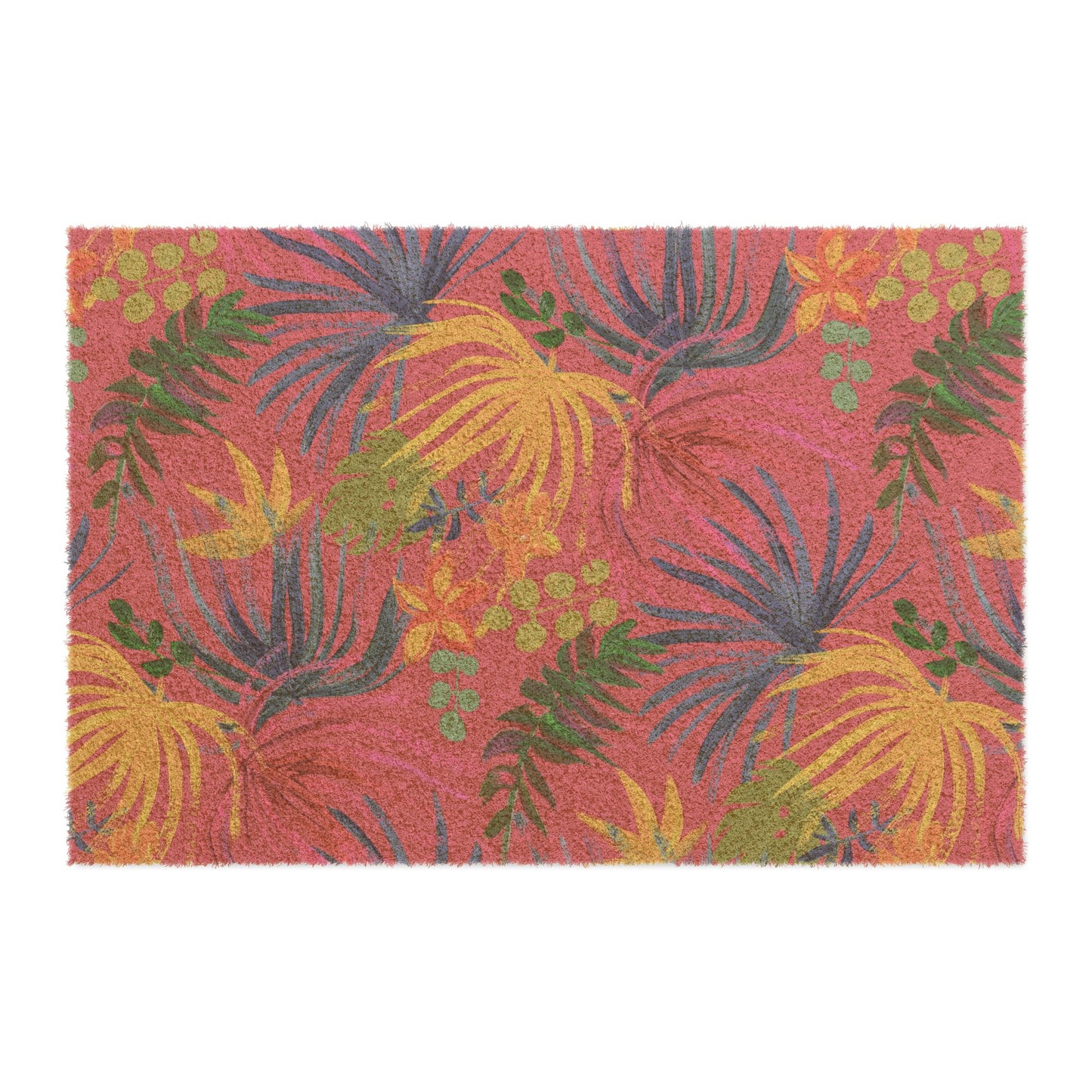 Tropical Doormat - Coconut Fiber Entrance Mat / Exotic Flora