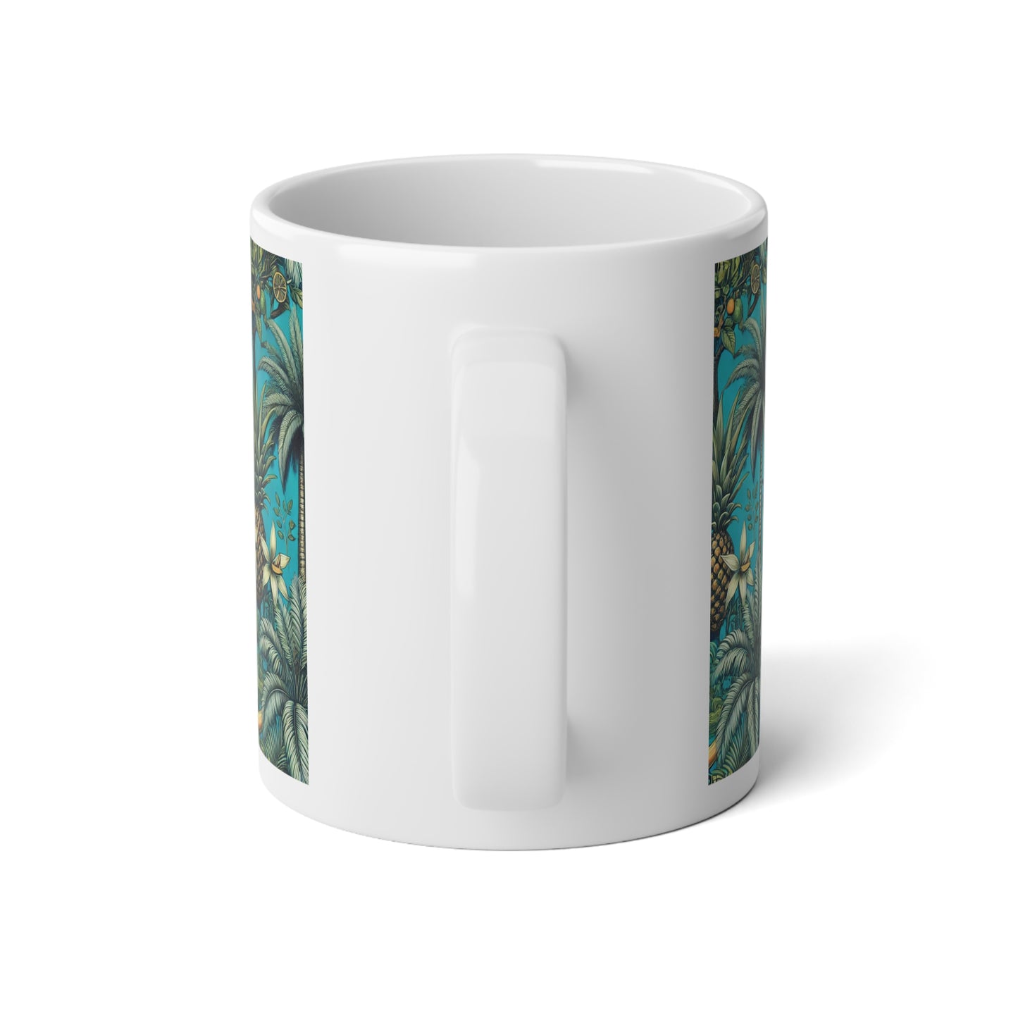Jumbo Mug, 20oz, Monet Seashells | Palms & More Tropical Fruit, Turquoise