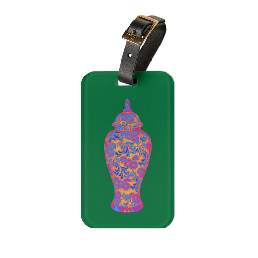 Luggage Tag - Heatwave Ginger Jar, dark green