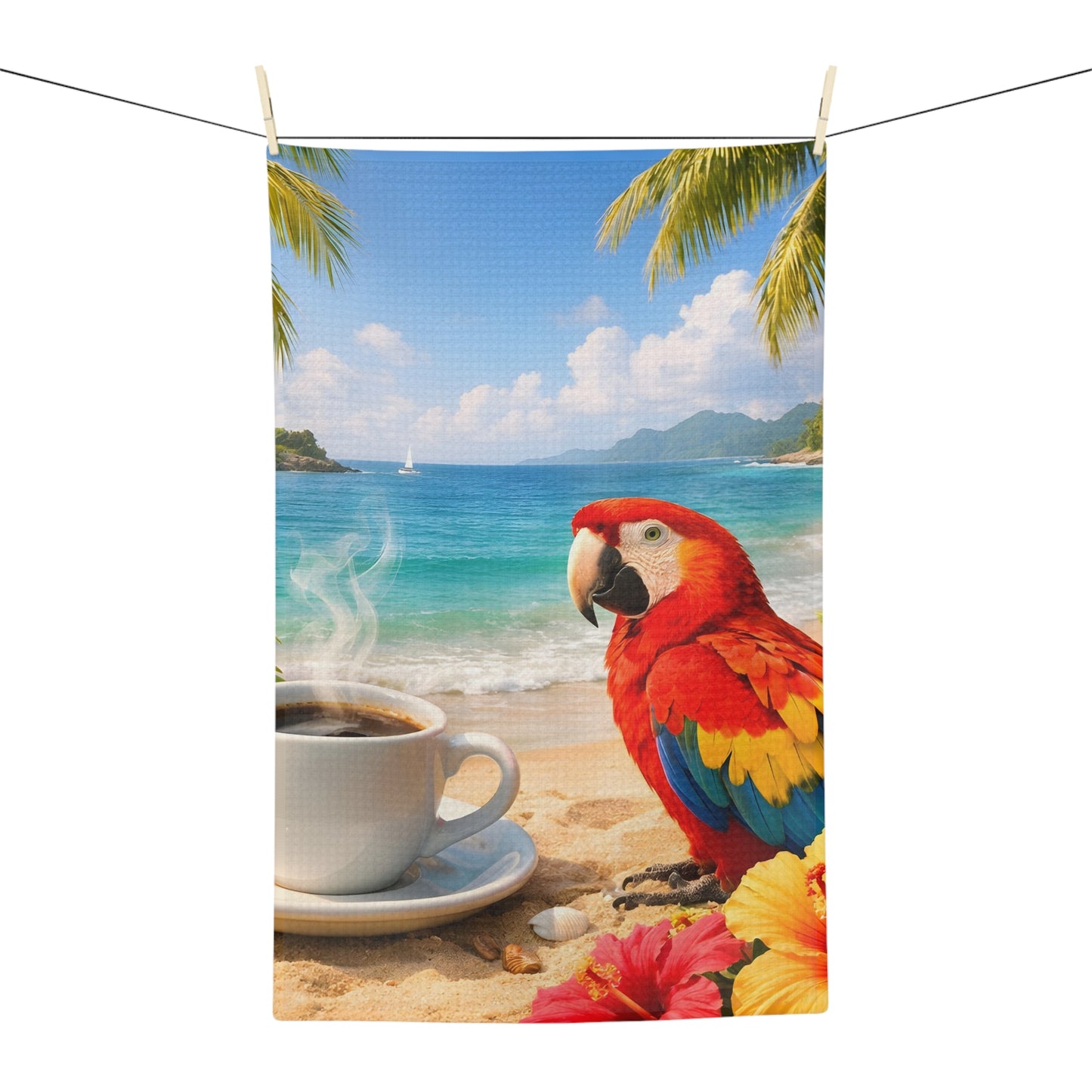 Microfiber Coffee/Tea Towel – Coffee & Parrot on the Shore