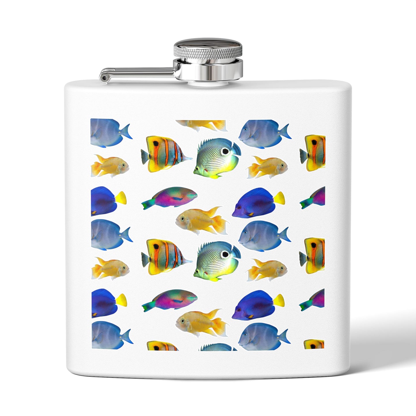 Tropical Stainless Steel 6 oz. Flask, Many Colors – School of Fish