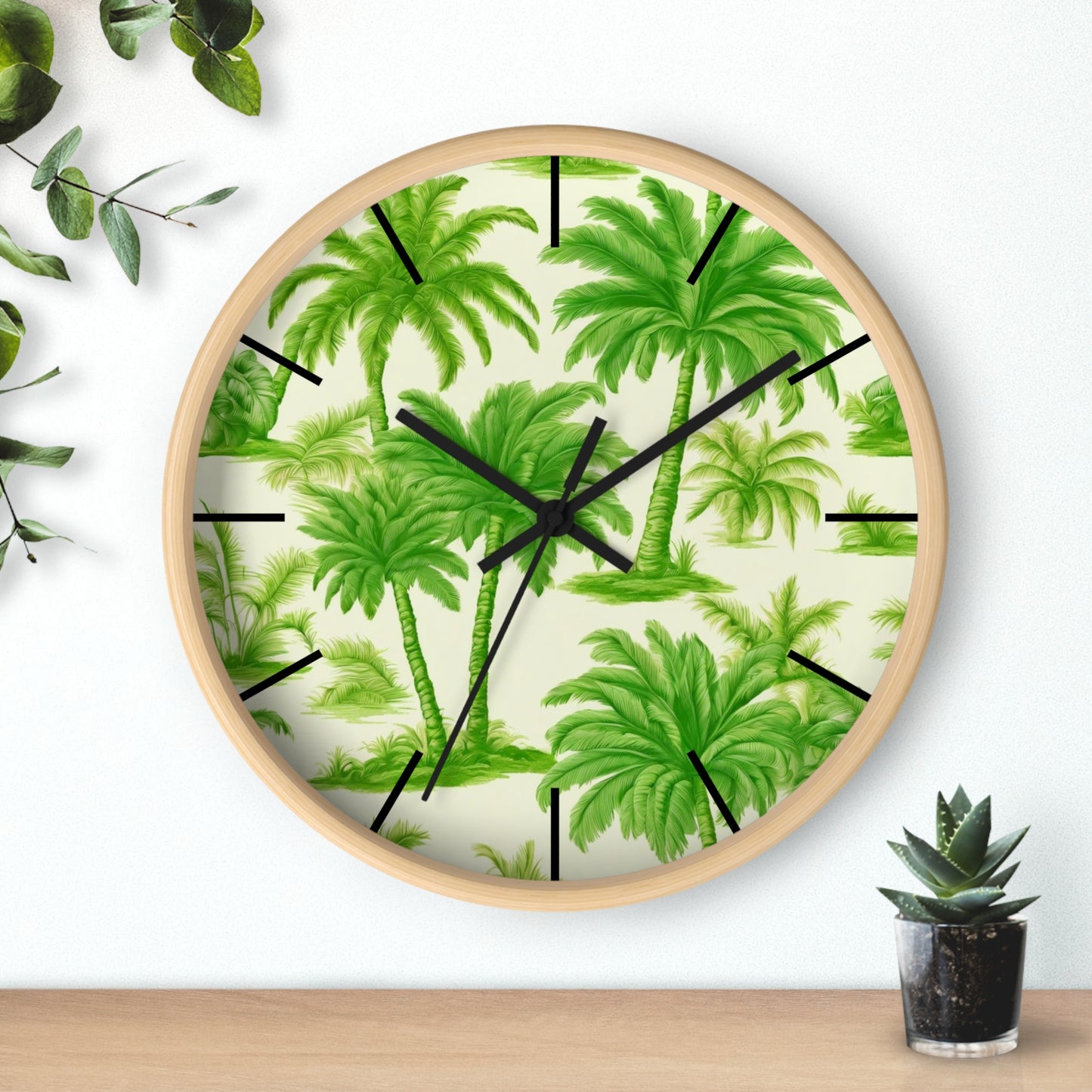 Wall Clock, Playful Palms Toile, Hands/Base Variants