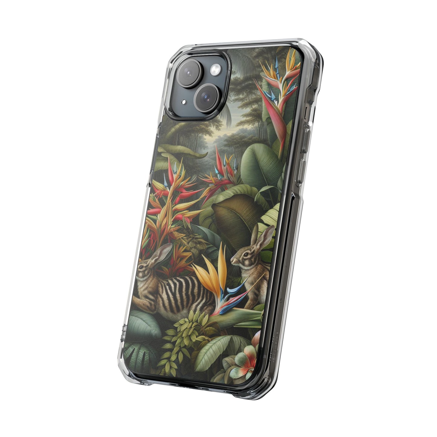 Rainforest Rabbit Outing Magnetic Clear Phone Case, Many Models