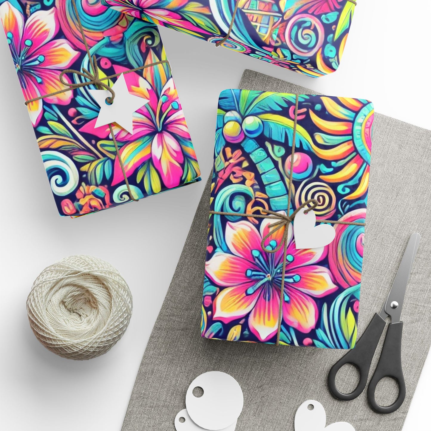 Wrapping Paper - Tropical Gift Wrap for All Occasions, 3 Sizes/2 Finishes / Happy Tropics