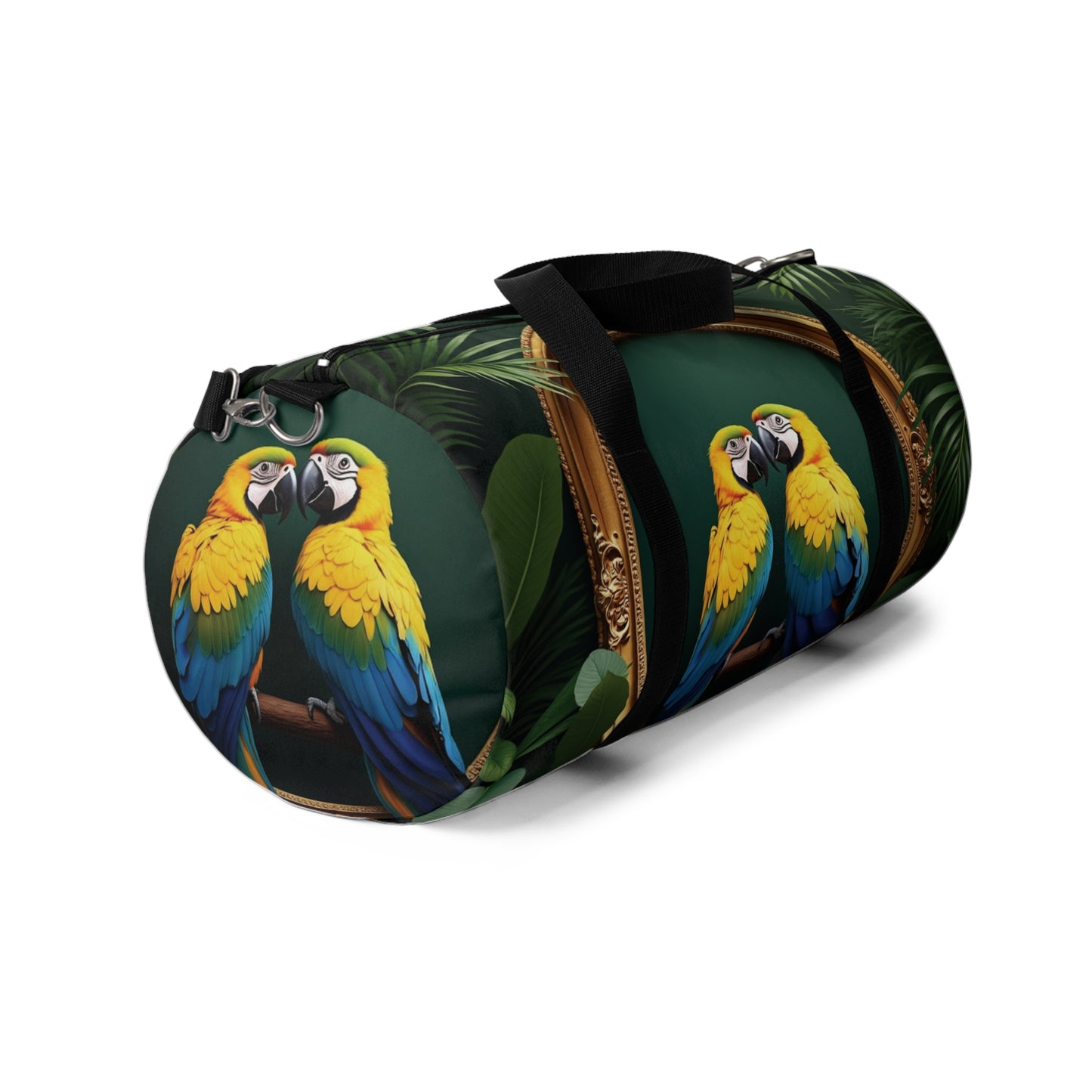 Tropical Rainforest Duffel Bag - Perfect for Travel and Gym / Framed Parrot Pair