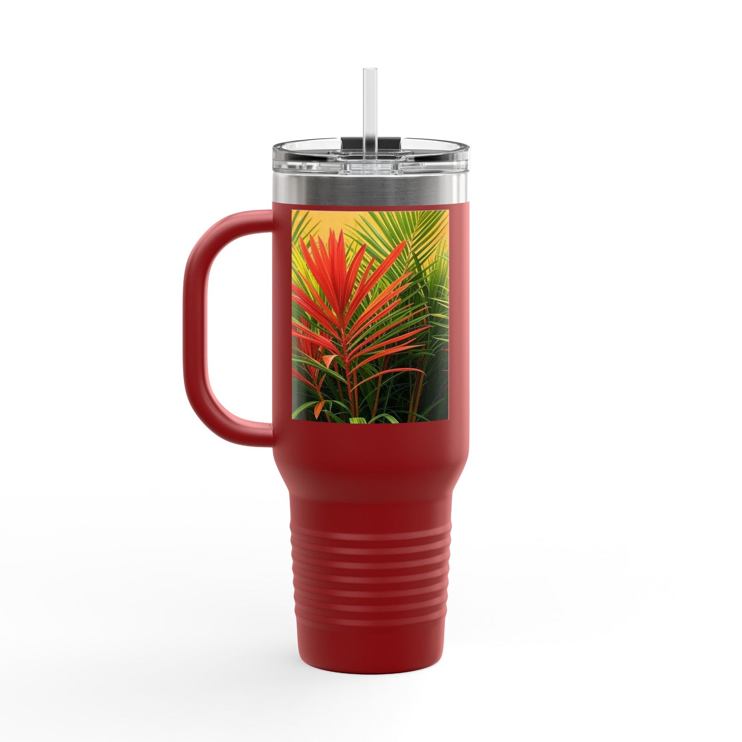 Red Flame Palms Insulated Travel Mug - 40oz - Perfect for Outdoor Adventures