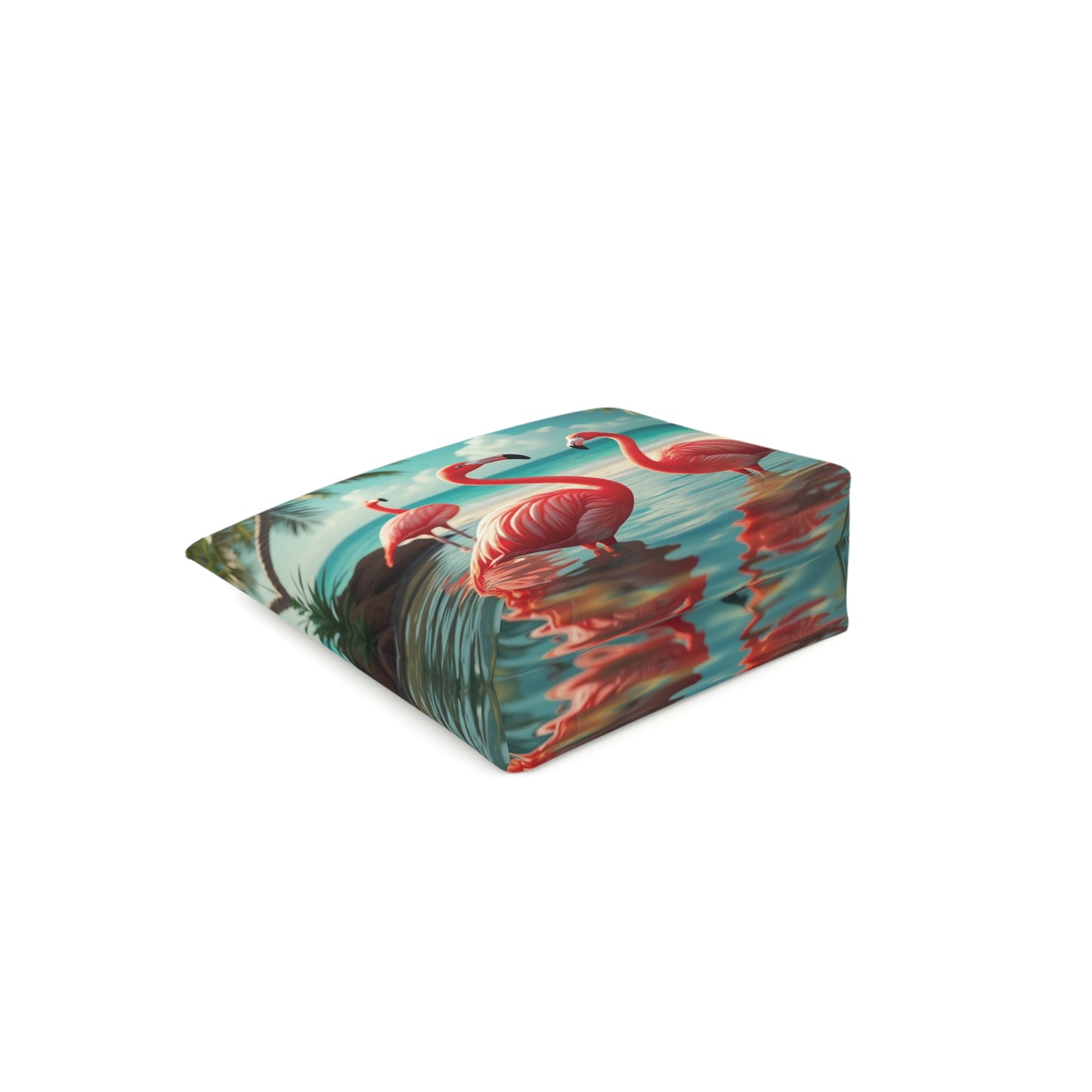 Tropical Cotton Cosmetic Bag, Makeup Pouch, 5 Sizes / Flamingo Morning Dip