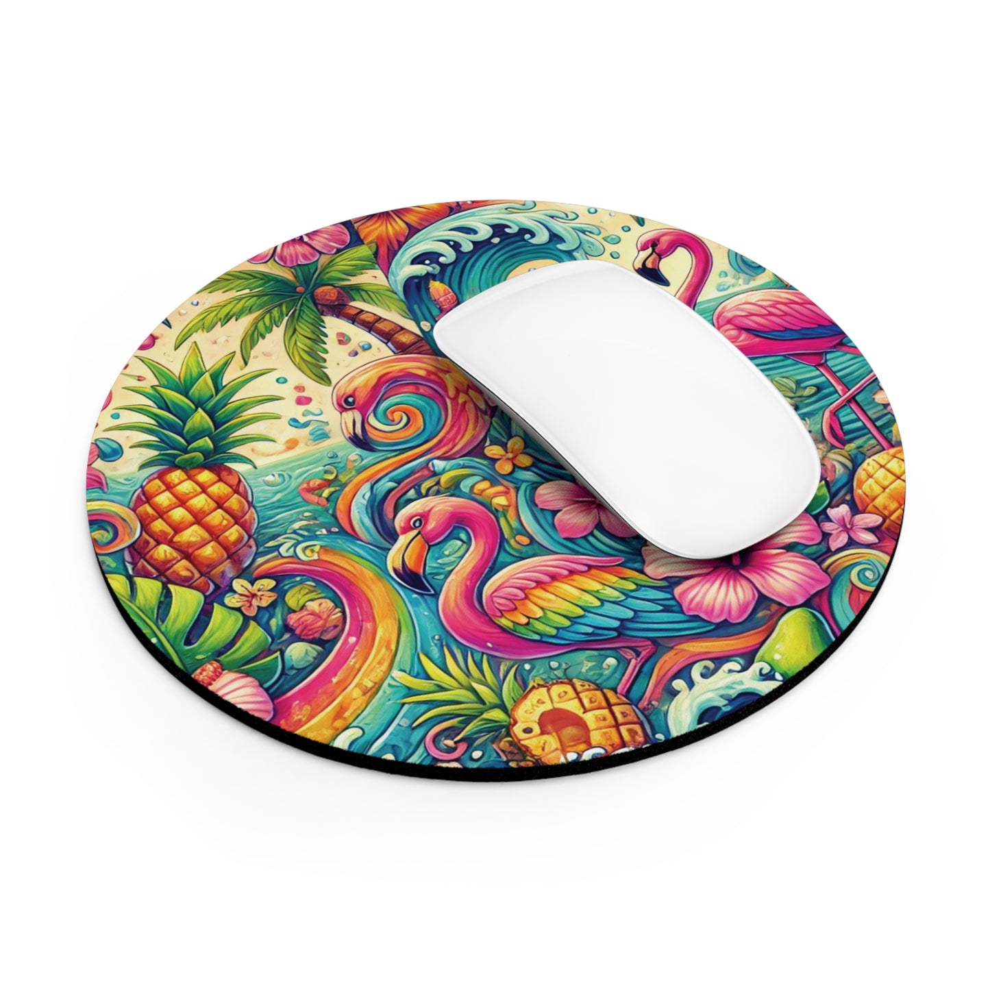 Tropical Mouse Pad, 2 Shapes - Beach Vibes for Home Office & Gamer / Flamingo Funday