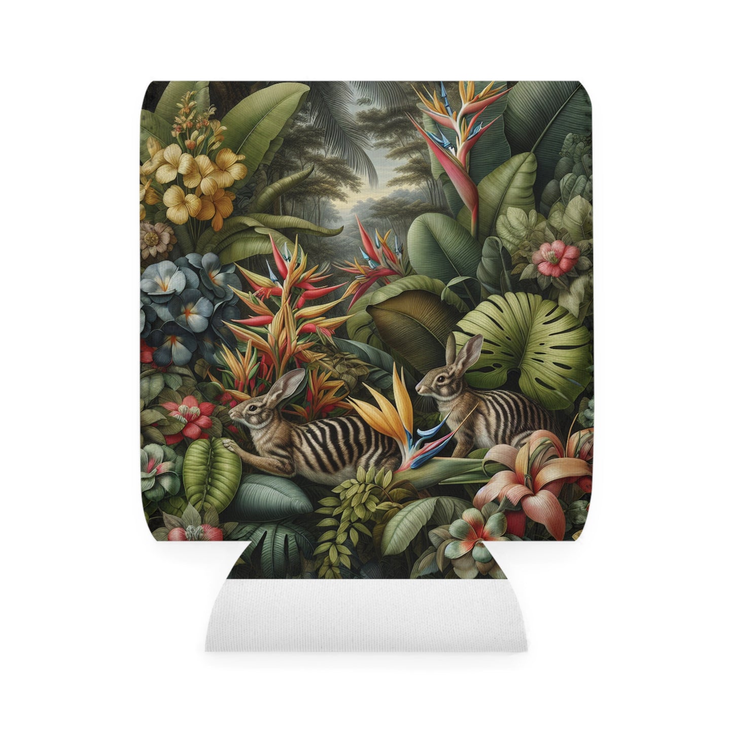 Rainforest Rabbit Outing Can Cooler Sleeve - Perfect for Outdoor Picnics