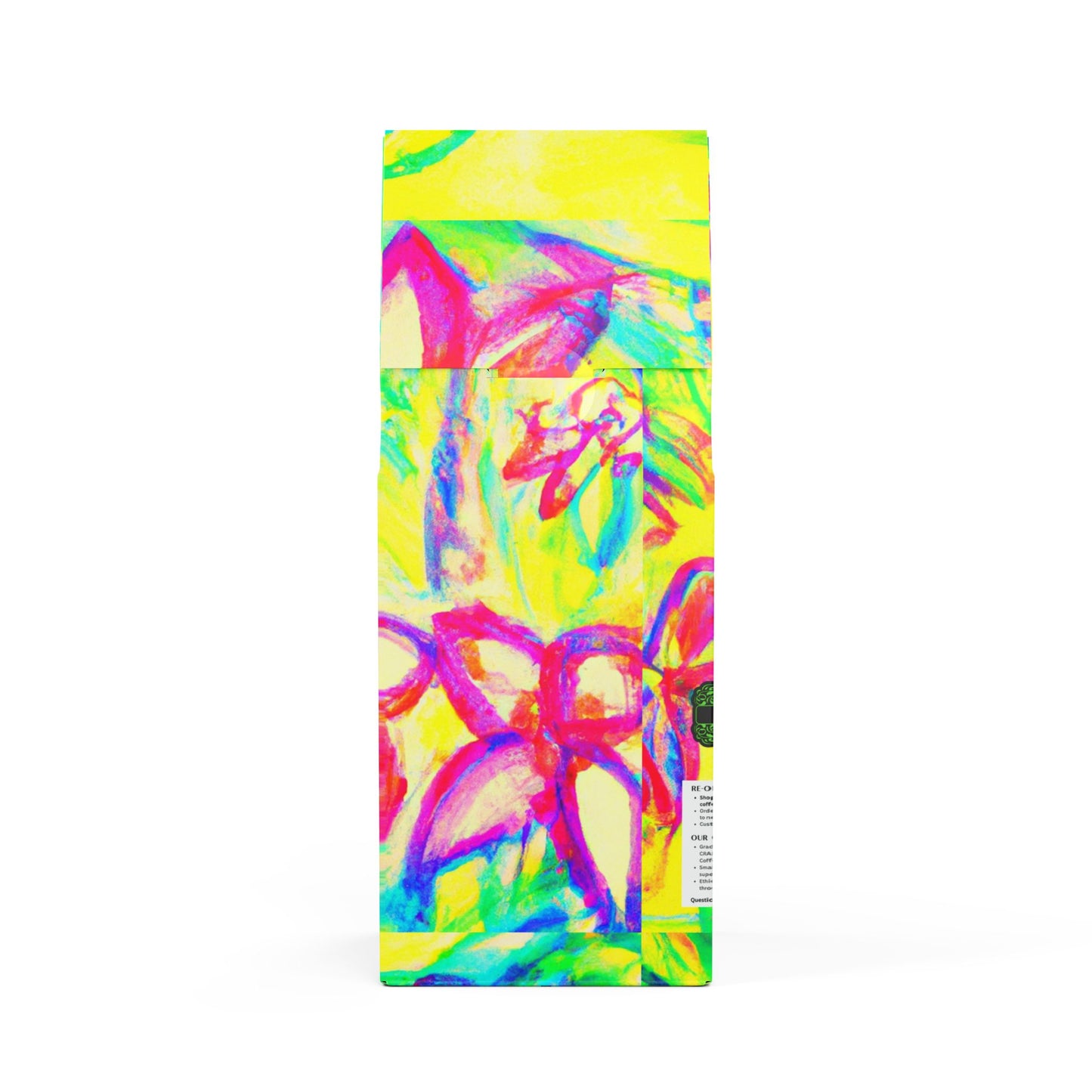 Black Coral Blend™ (Dark French Roast) Specialty Grade Craft Coffee / Tropical Doodles, Yellow