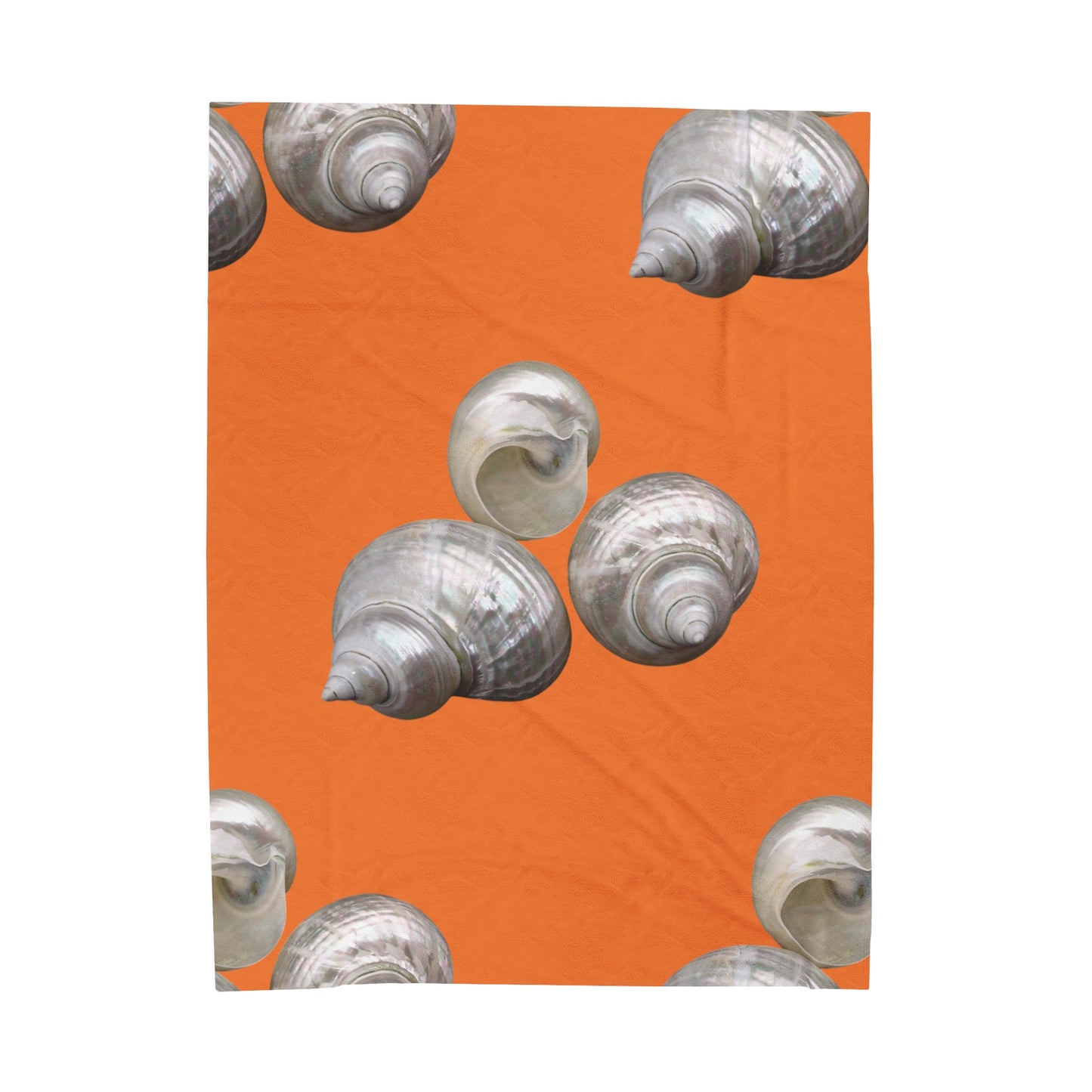 Tropical MACRO White Nautilus Trio/Crusta Orange Velveteen Plush Blanket - Cozy Home Decor for Coastal Lovers