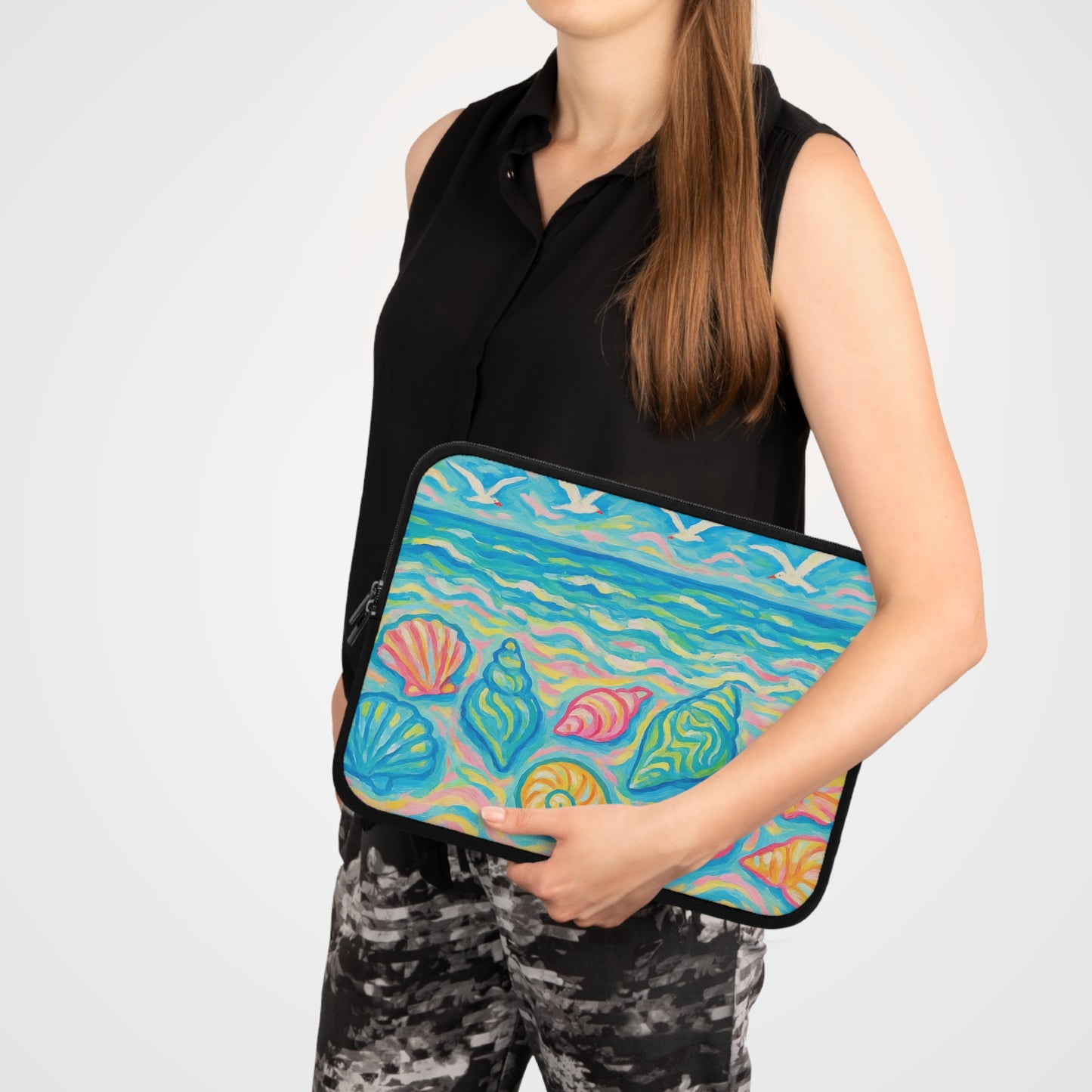 Tropical Laptop Sleeve, 5 Sizes - Perfect for Ocean Lovers & Students / Glow Seashells