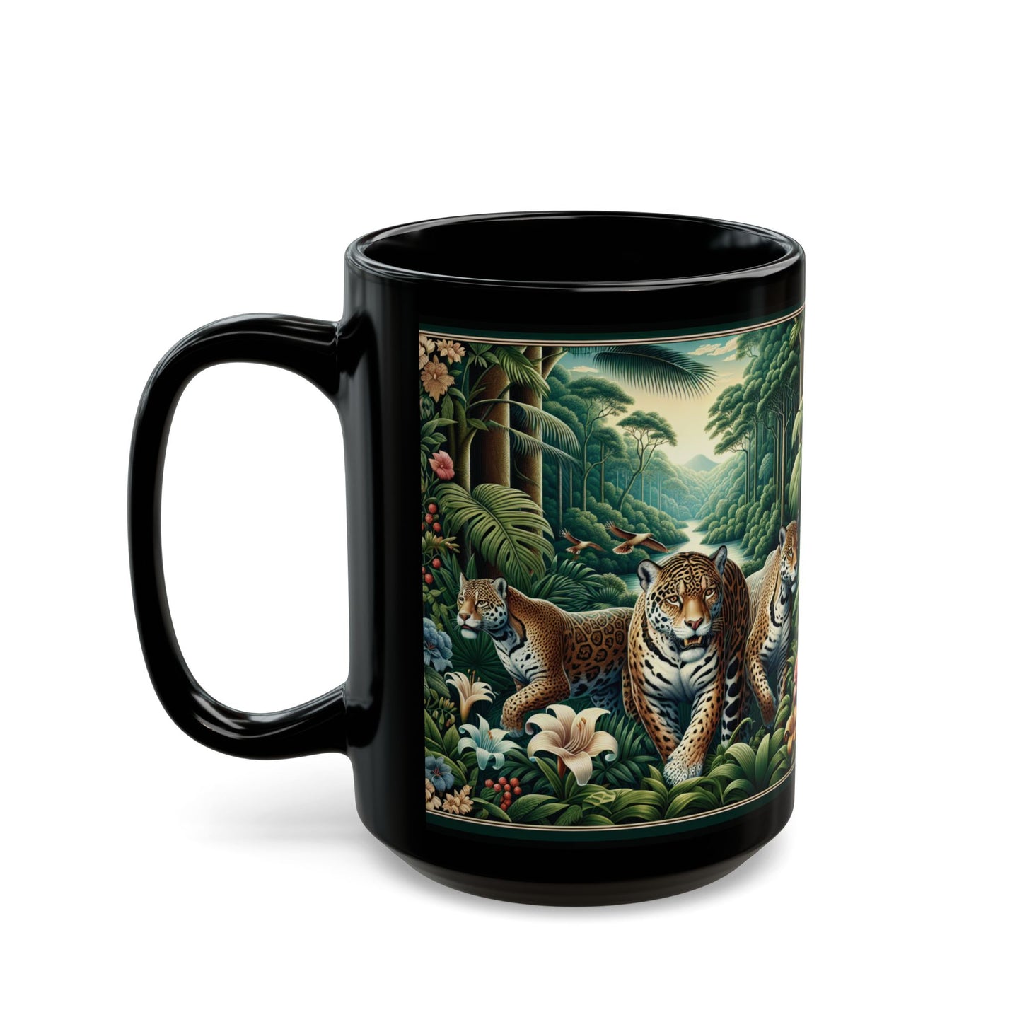 Black Coffee Mug - Rainforest Big Cats