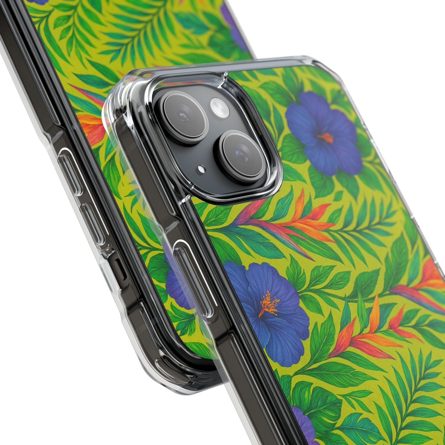 Midnight Flower Lime Magnetic Clear Phone Case, Many Models