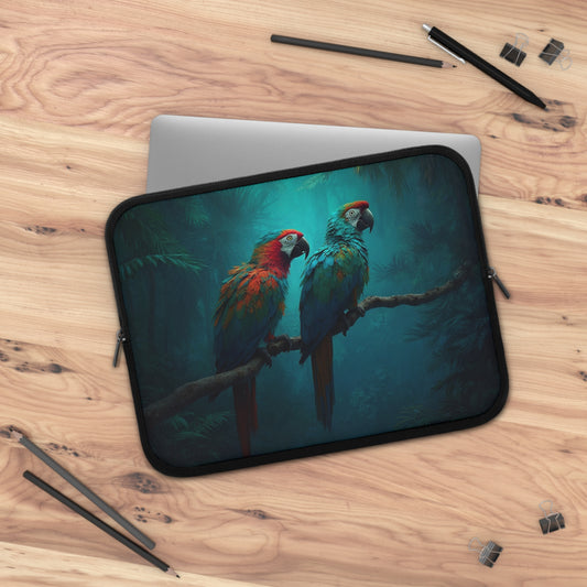 Tropical Laptop Sleeve, 5 Sizes - Perfect for Rainforest Lovers & Students / Two Parrots
