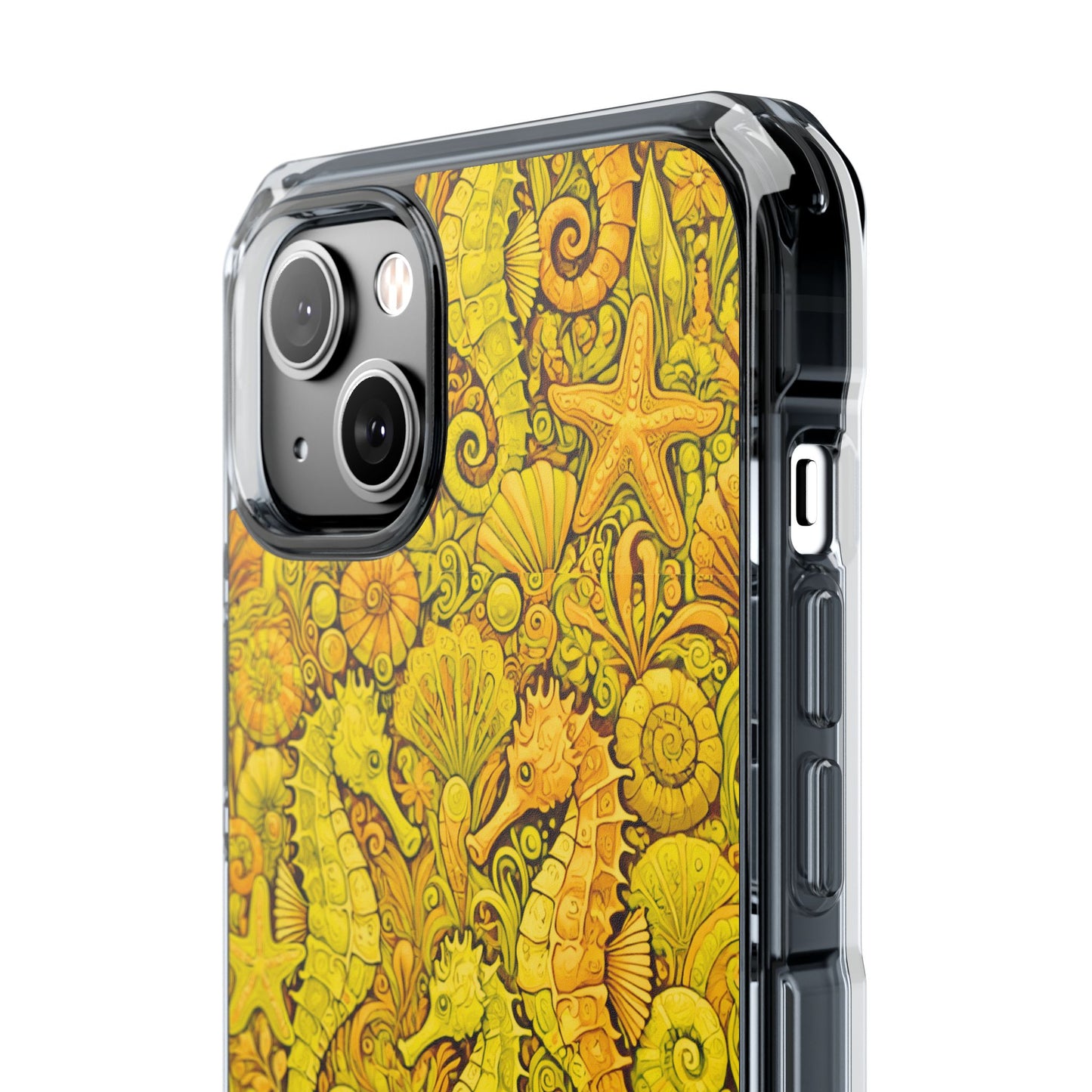 Seahorses/Yellow Magnetic Clear Phone Case, Many Models