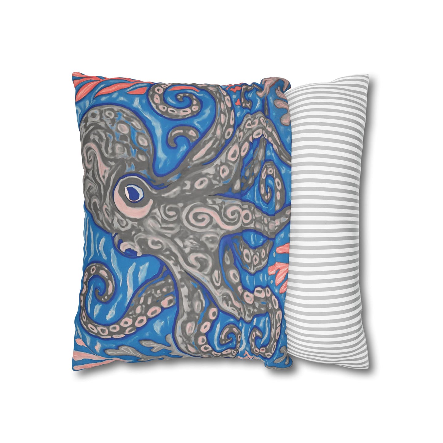 Faux Suede Square Pillowcase - Slate Kraken Joe