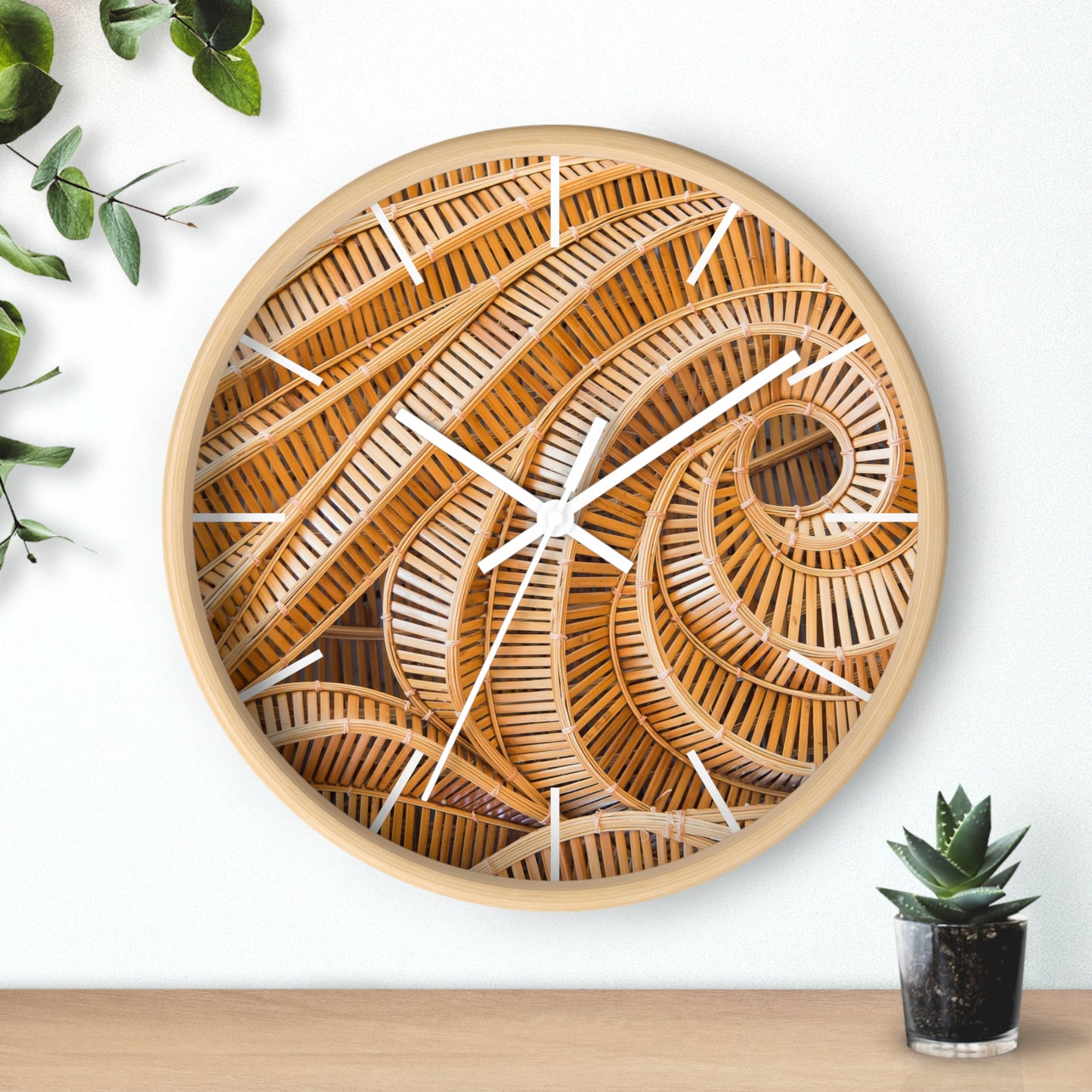 Natural Bamboo Spiral Wall Clock - Perfect for Garden Lovers