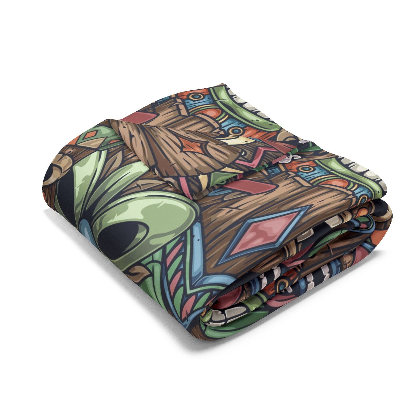 Tiki Legends Fleece Blanket - Colorful Tropical Design