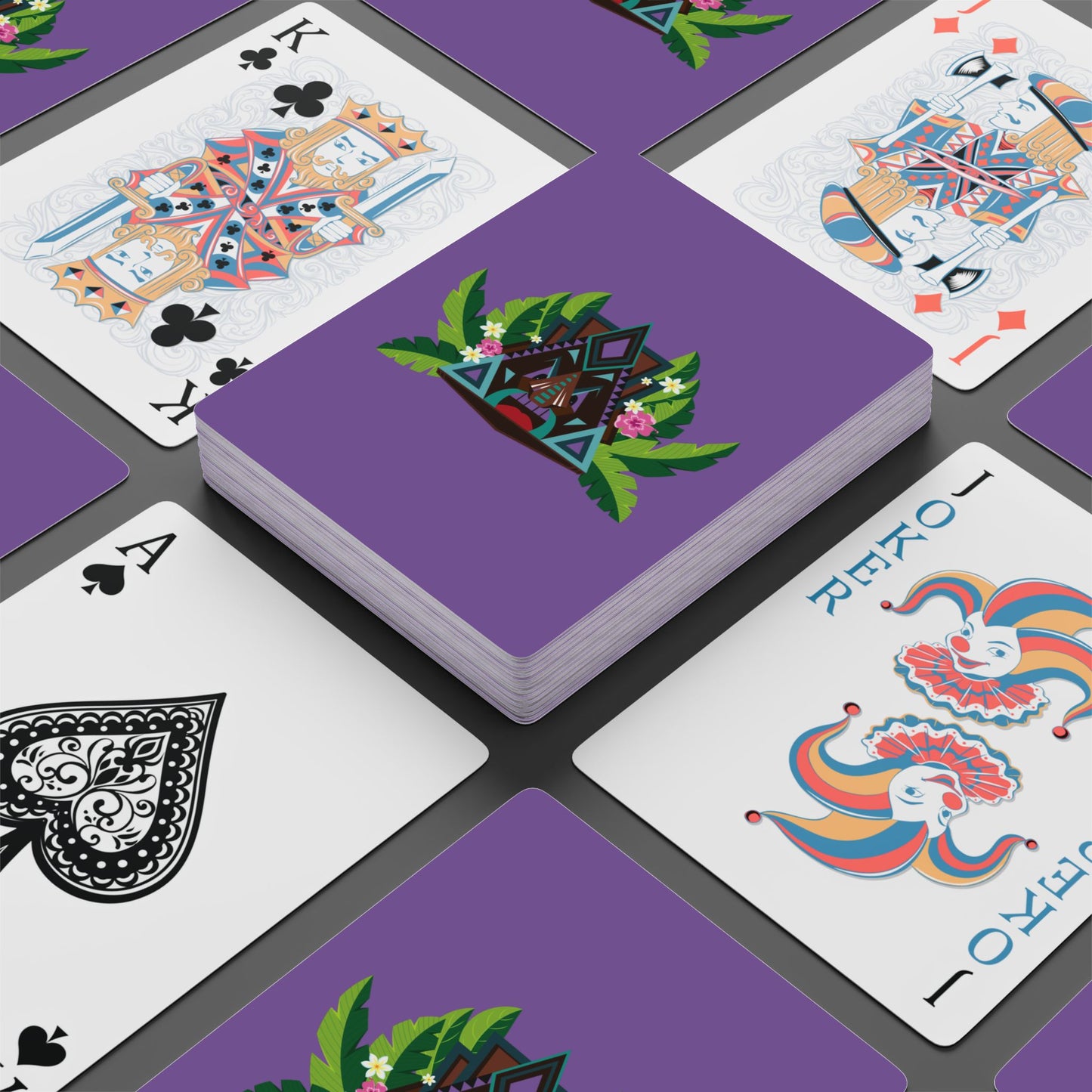 Poker-Sized Playing Cards - Tiki Boss Kai, lt purple