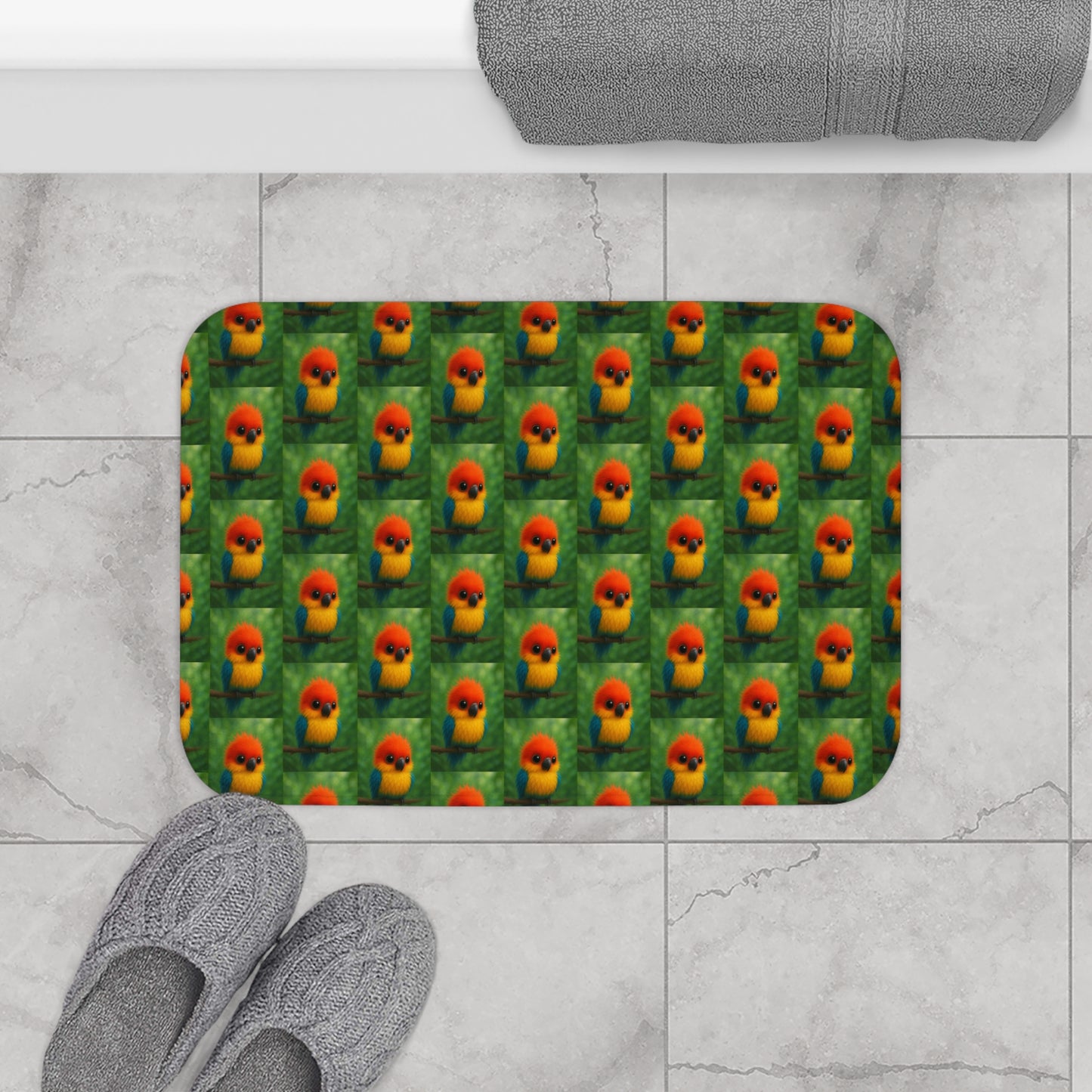 Baby Parrots Bath Mat, 2 Sizes - Tropical Vibes for Home Decor