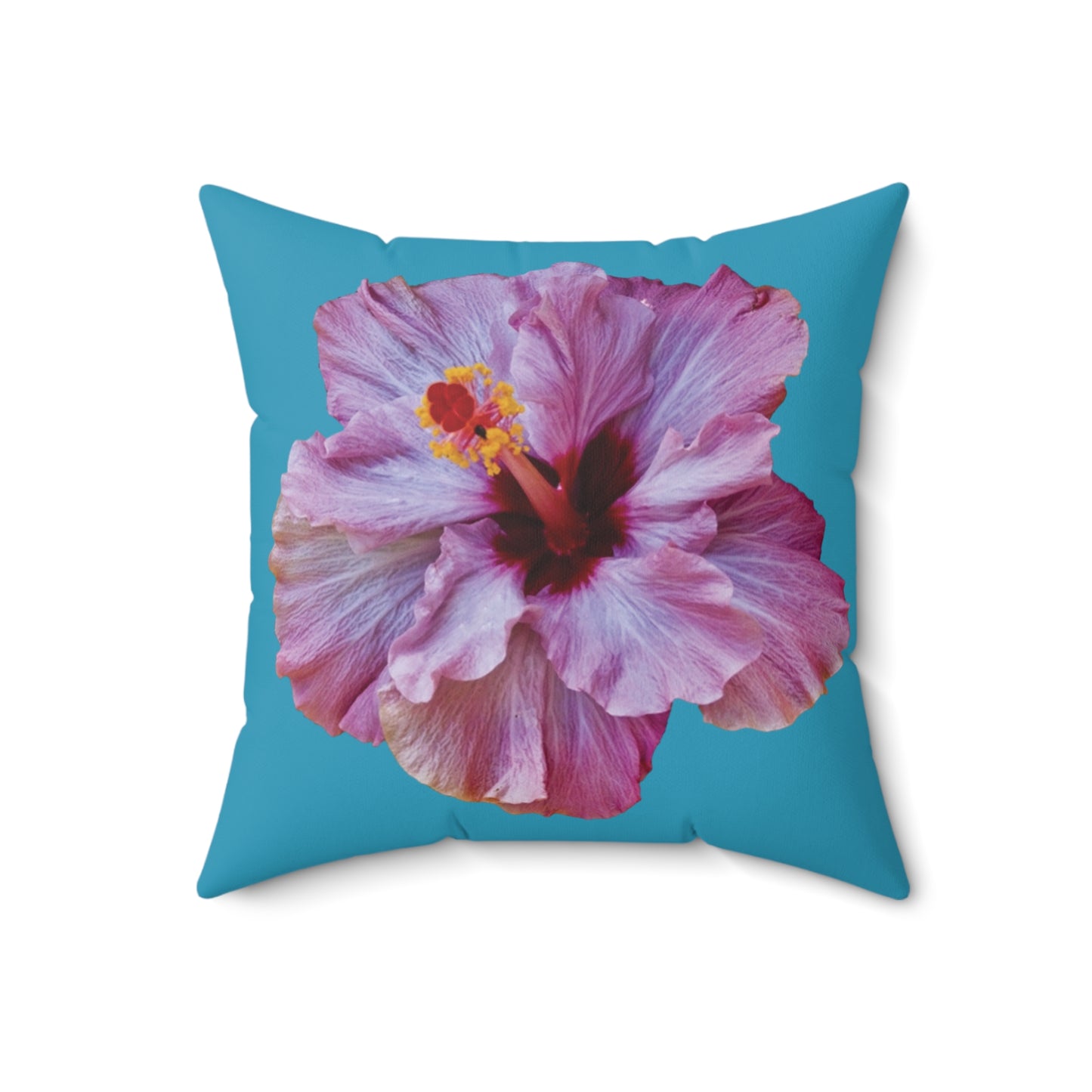 Decorative Pillow - Accent Cushion, 4 Sizes / Photo Purple Hibiscus, Turquoise