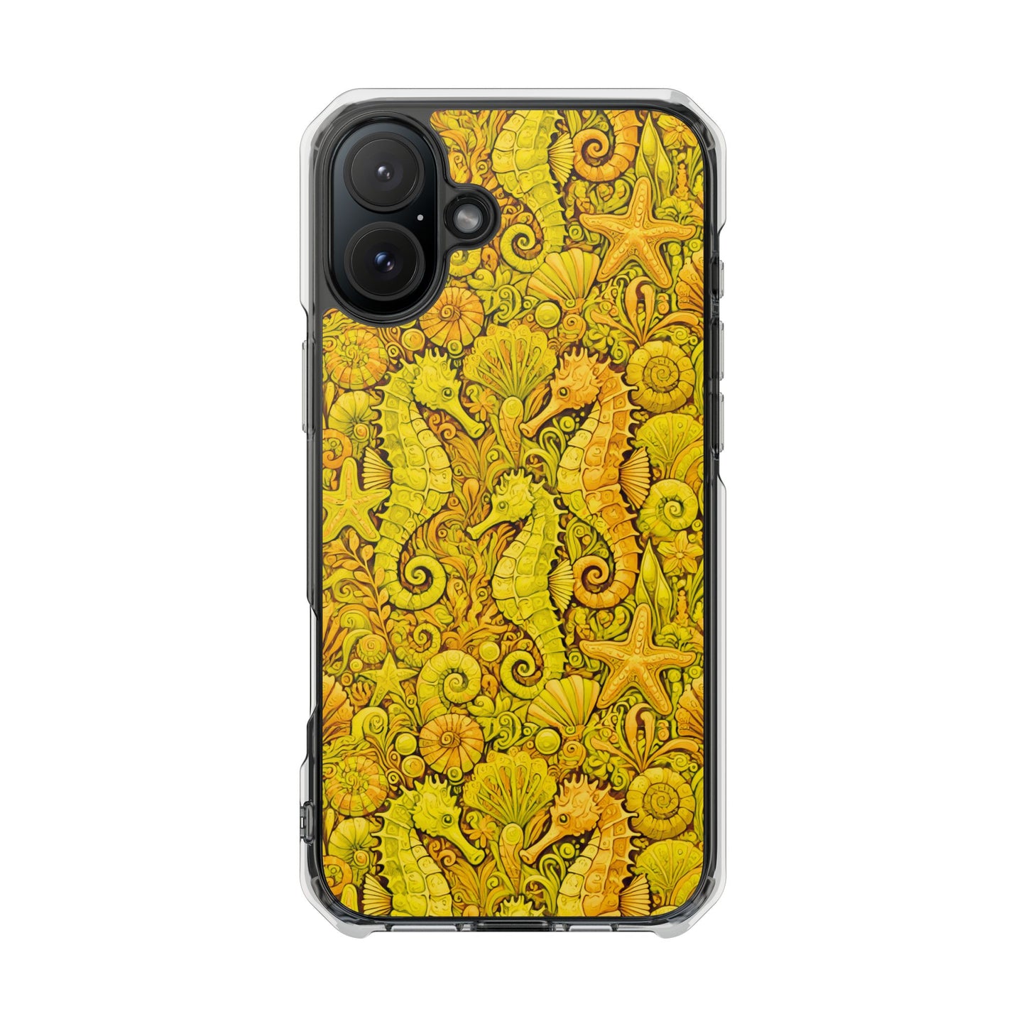 Seahorses/Yellow Magnetic Clear Phone Case, Many Models