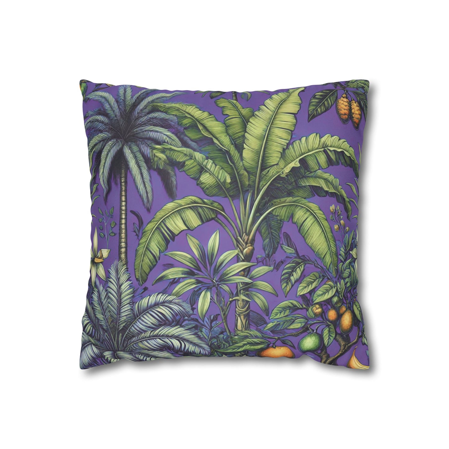 Faux Suede Square Pillowcase - Tropical Fruit, Purple