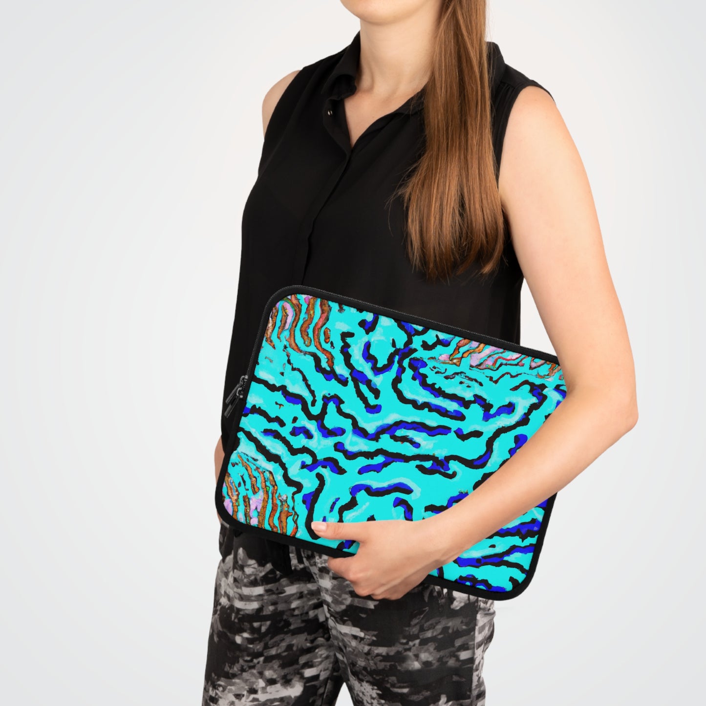 Tropical Laptop Sleeve, 5 Sizes - Perfect for Beach Lovers & Students / Wild Coral, Turquoise
