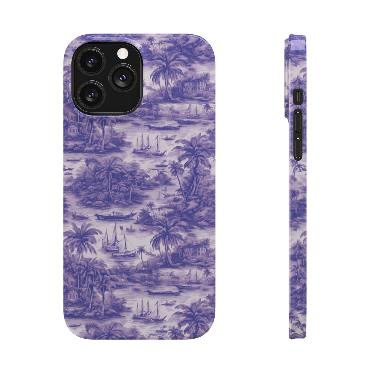 Slim Phone Cases - Tropical Toile #1, purple