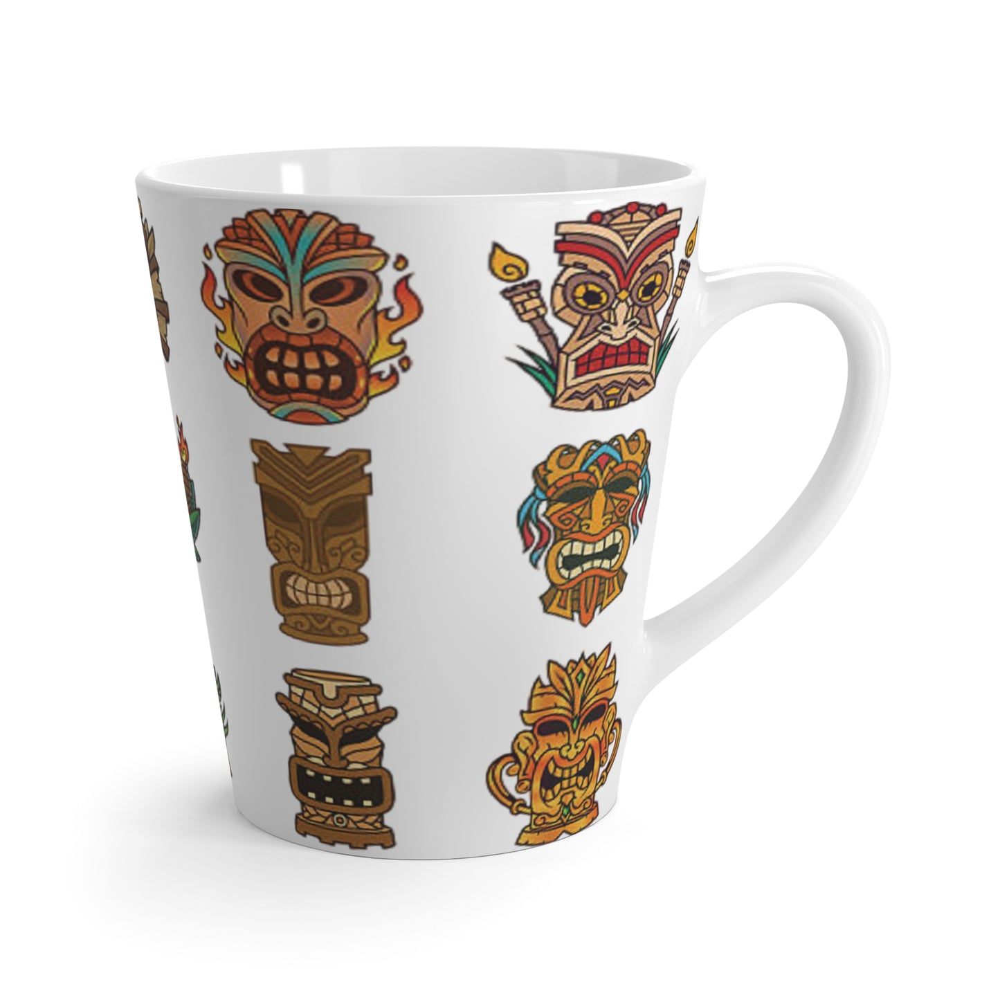 Latte White Mug - Tiny Tiki Dudes, White