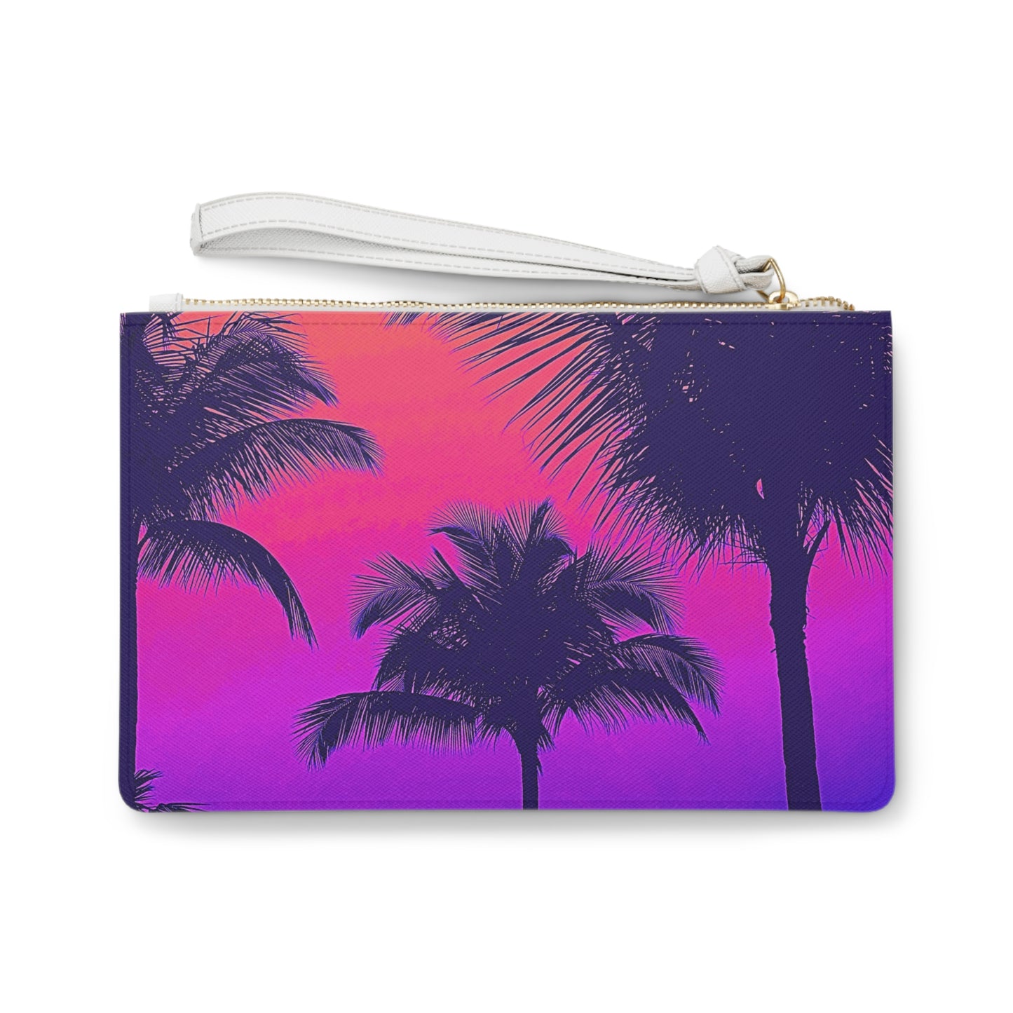 Tropical Faux Leather Clutch Bag - Perfect for Beach Adventures & Summer Vacations / Palm Glow Pop