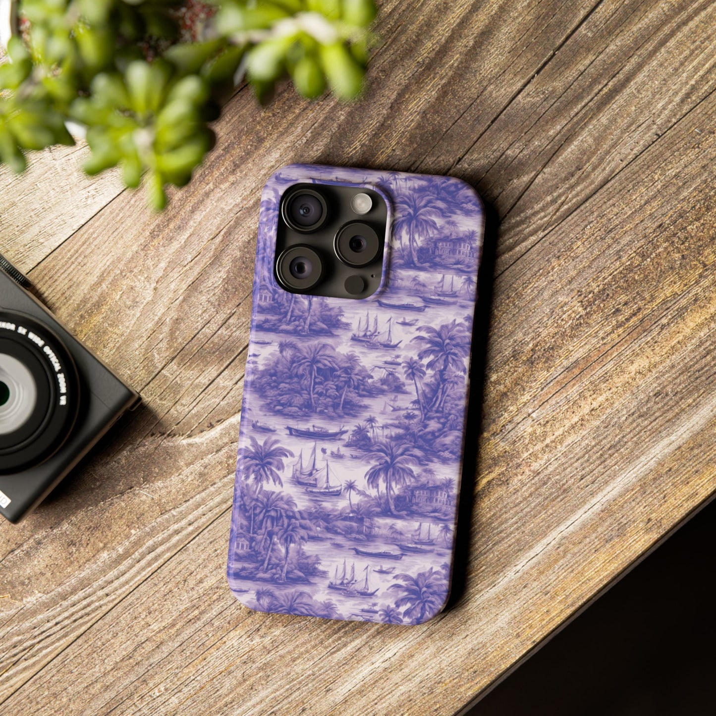 Slim Phone Cases - Tropical Toile #1, purple