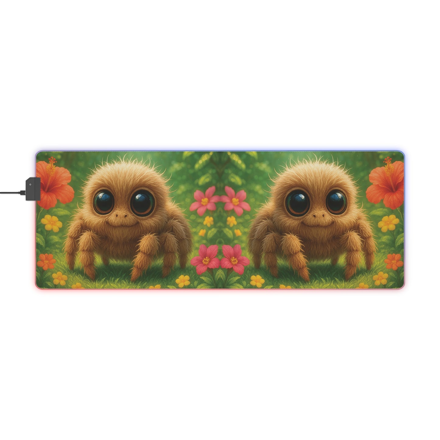 LED Gaming Mouse Pad With Vibrant RGB Lighting, 4 Sizes / Rainforest Baby Spiders