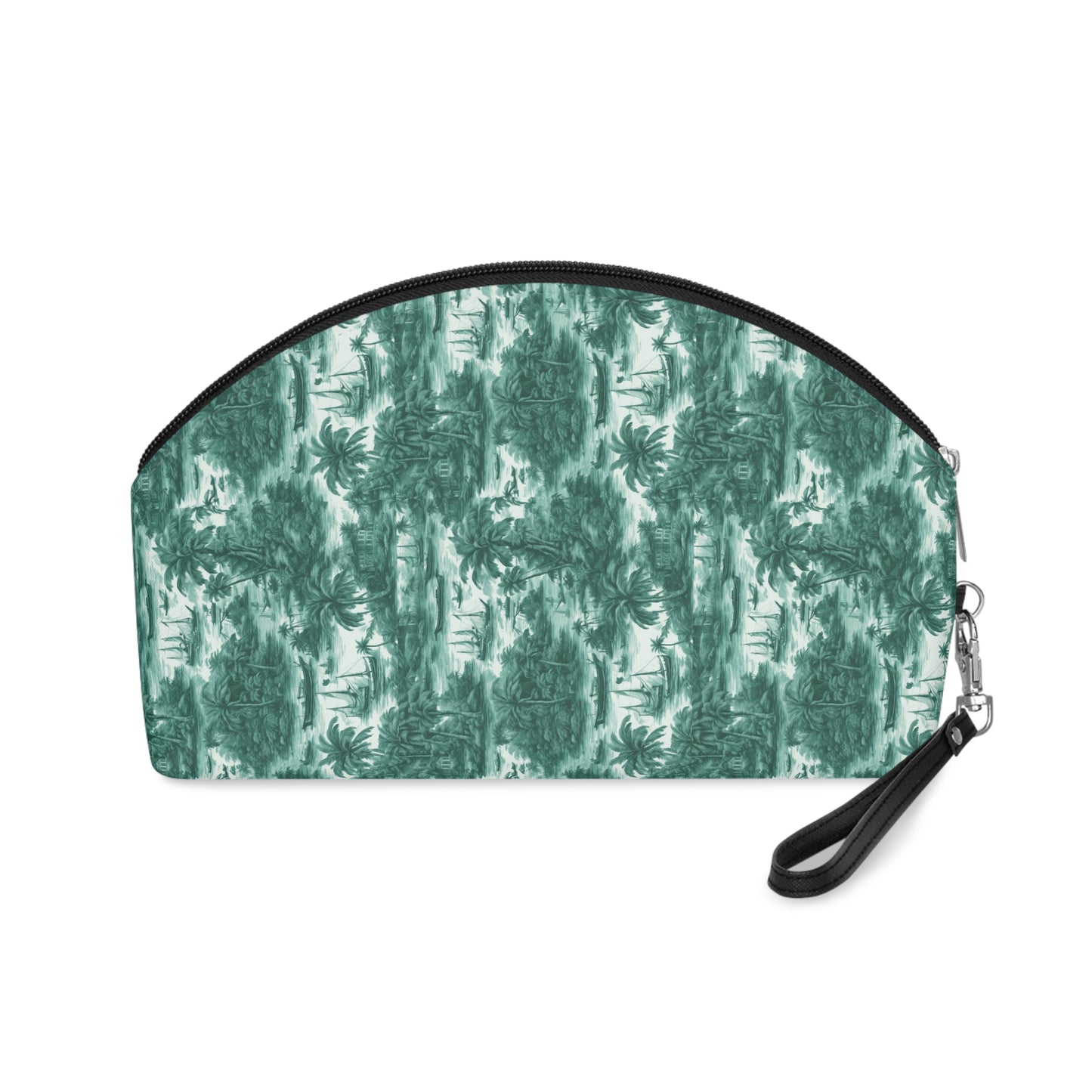 Makeup Bag - Tropical Toile #1, evergreen