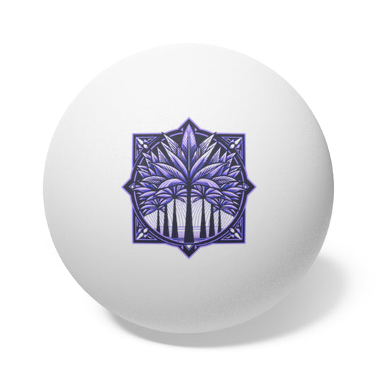 Tropical Paradise Ping Pong Balls - 6 Pack with Deco Palm Purple