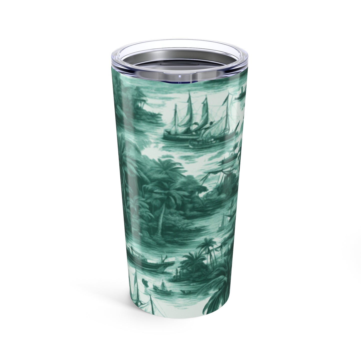 20oz Tropical Glossy Tumbler -Tropical Toile, Evergreen