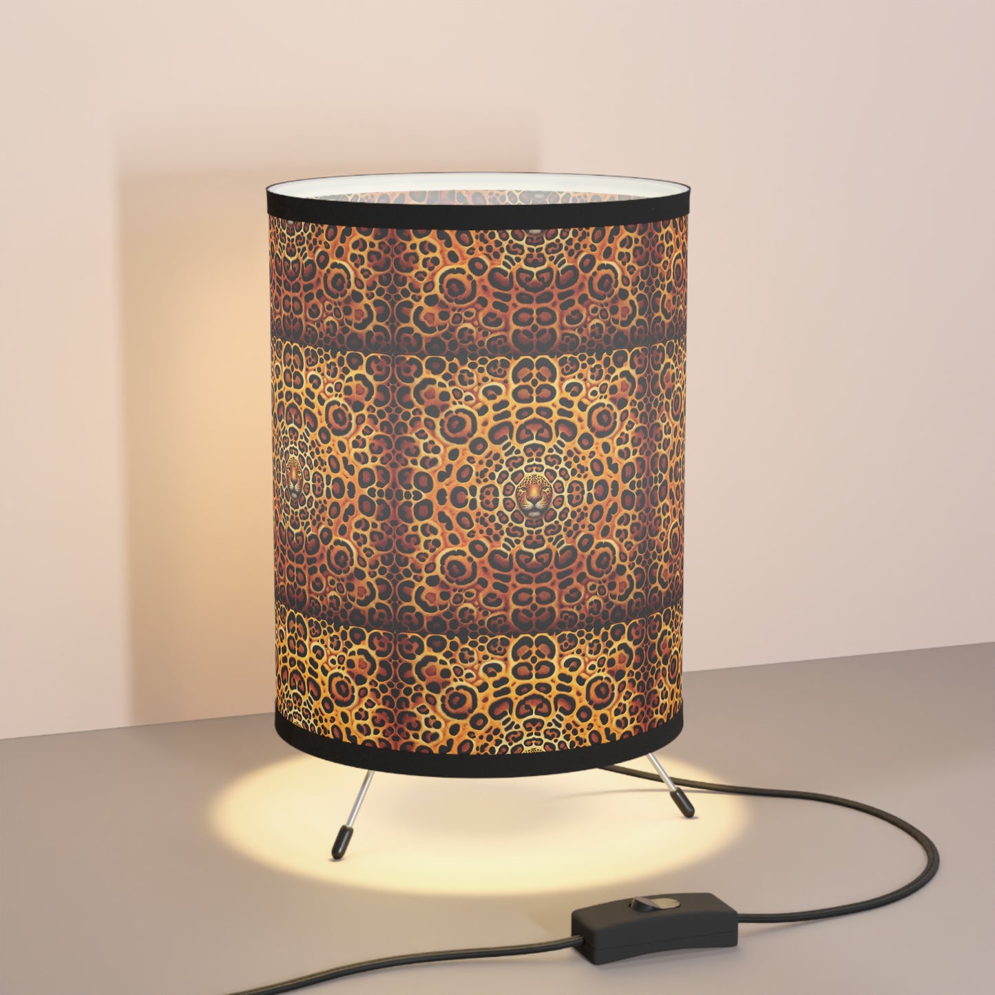 Kaleidoscope Jaguar Spots, Tripod Lamp with Artistic High-Res Shade - Perfect for Home Décor