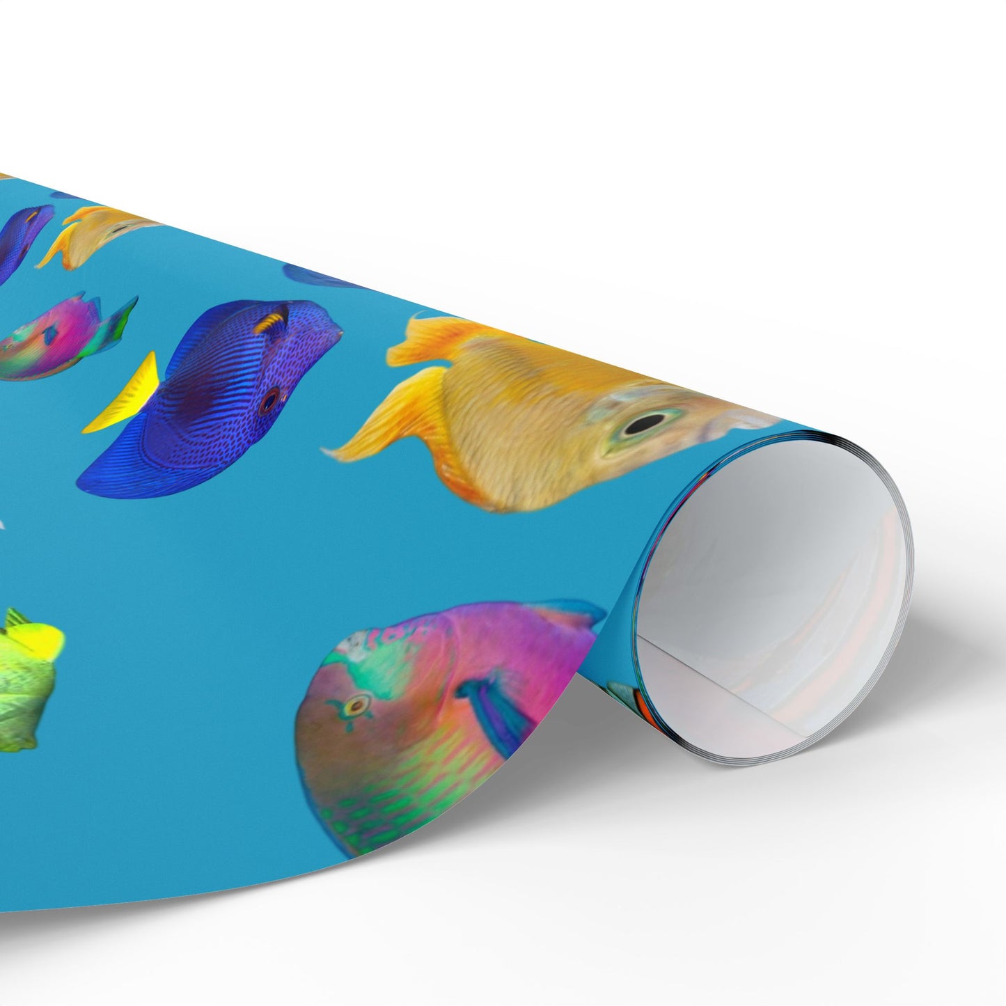 Wrapping Paper - Tropical Gift Wrap for All Occasions, 3 Sizes/2 Finishes / School of Fish, Turquoise