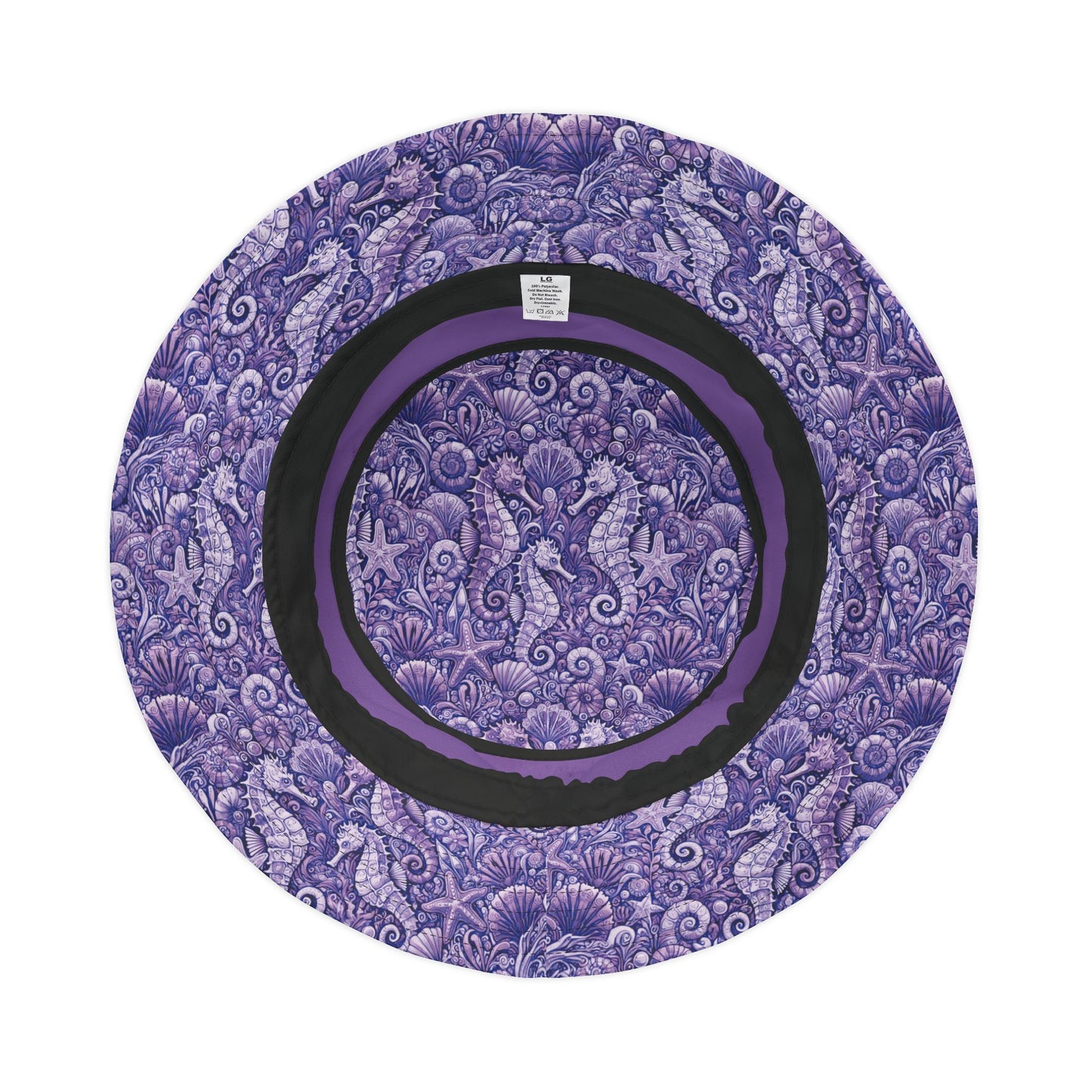 Tropical Polyester Bucket Hat, 2 Sizes - Seahorses Amethyst/Lt. Purple