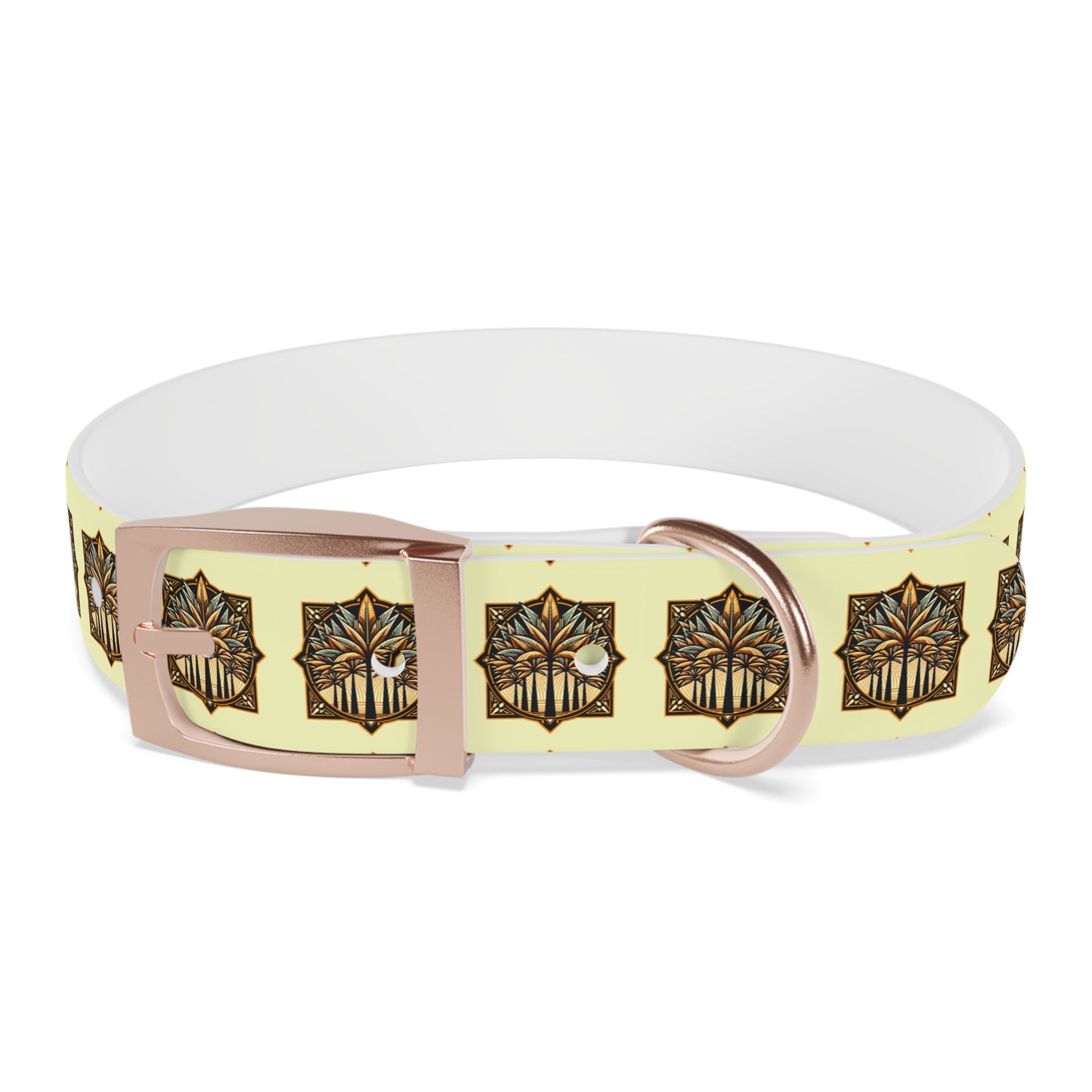 Dog Collar - Deco Palm Trees, Buttercream