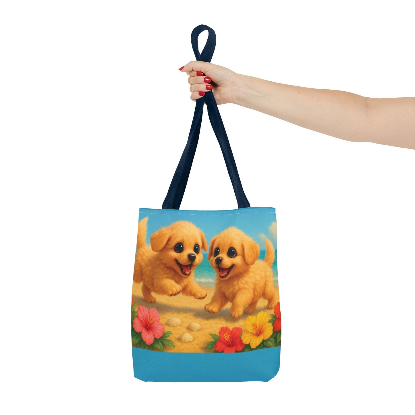 Two Puppies on Beach Tote Bag - 3 Sizes