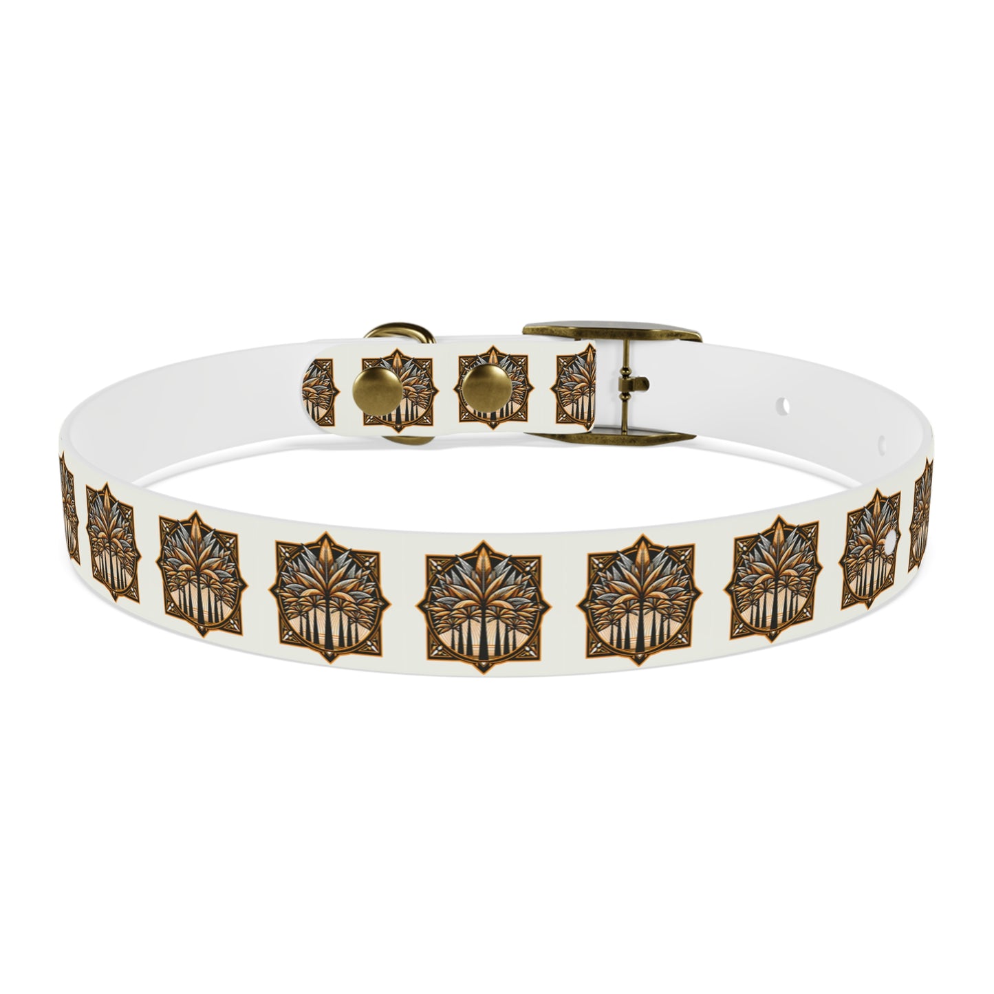 Dog Collar - Deco Palm Trees, Cinnamon