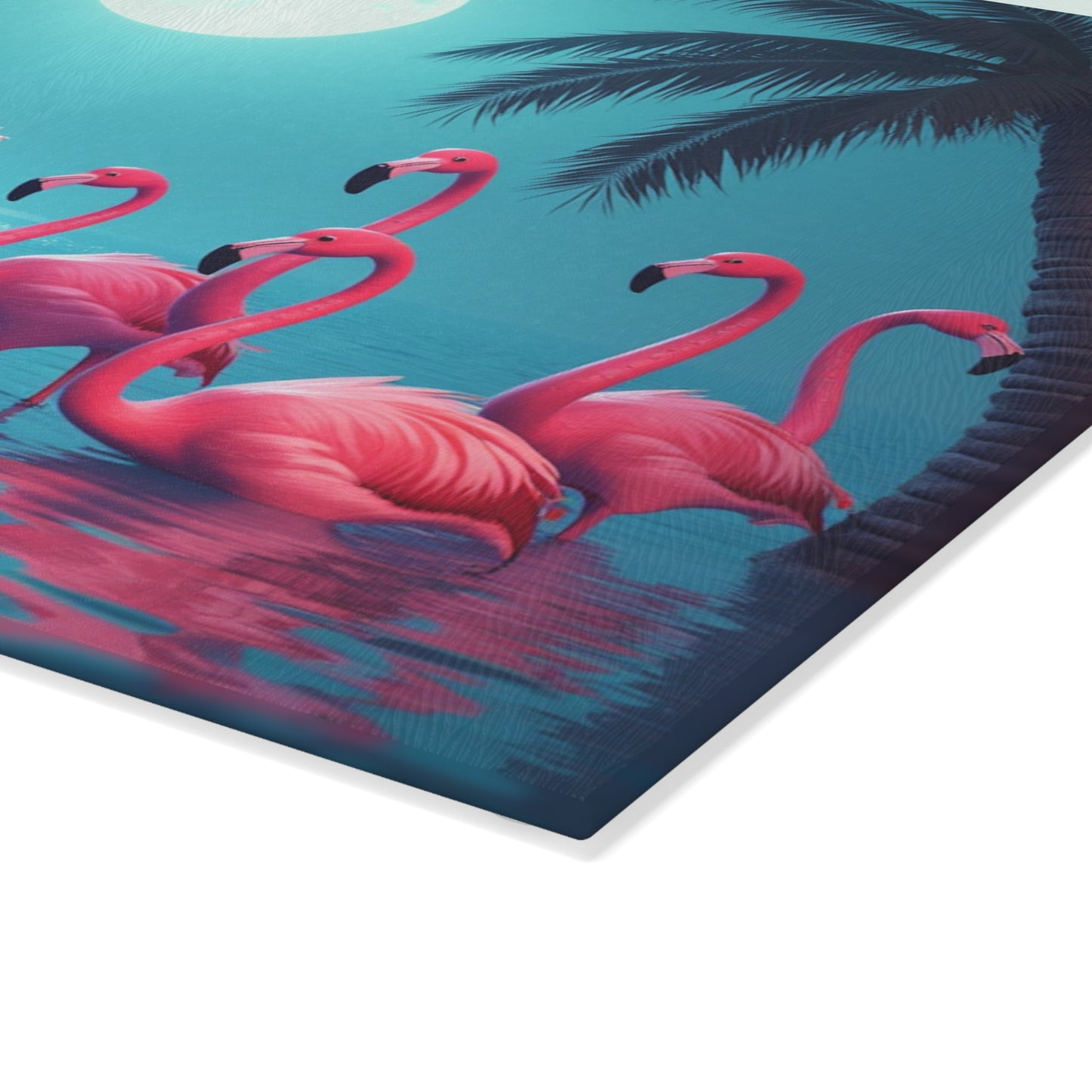 Glass Cutting Board, 2 sizes - Moonlit Mermaid and Flamingos