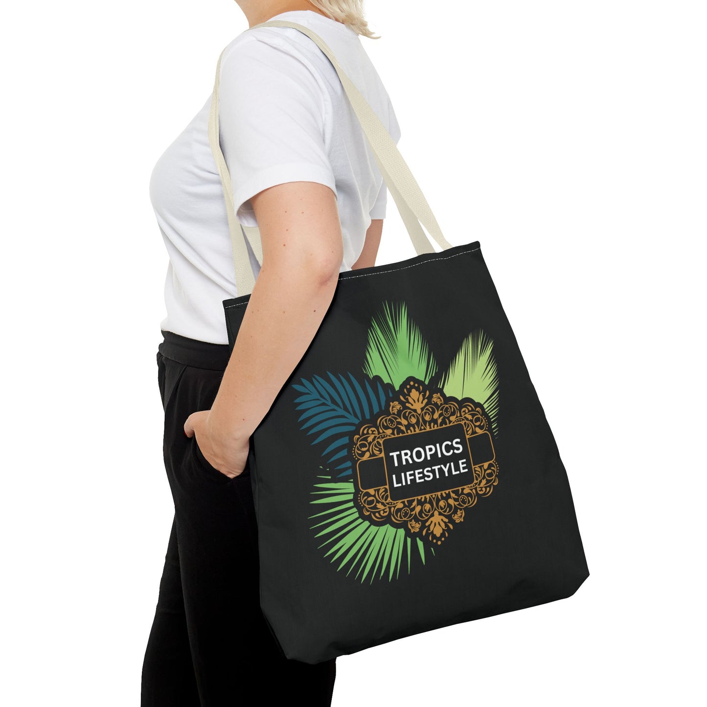 Elegant Tropics Lifestyle Logo Tote Bag - 3 Sizes, Black